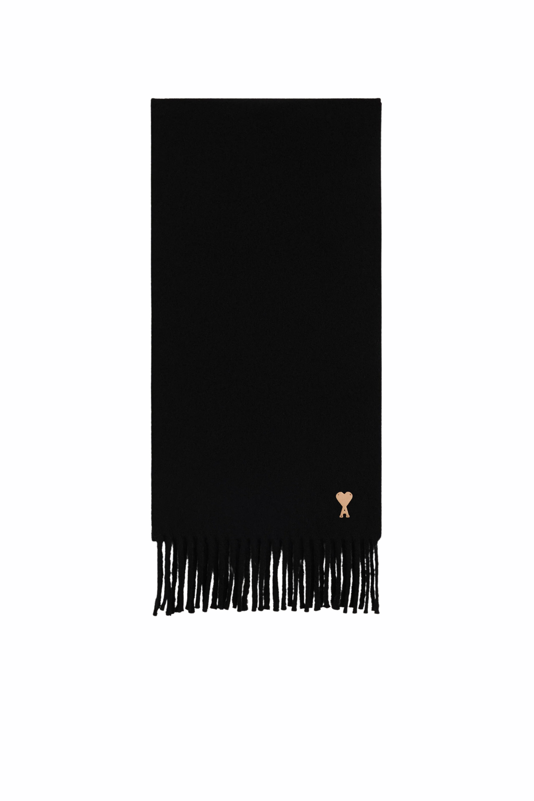 Ami Paris Black wool scarf with Ami de Coeur patch