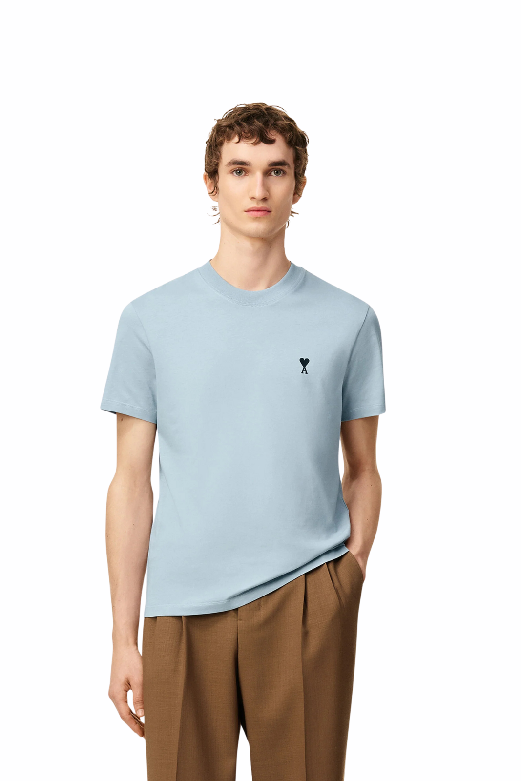 Ami Paris Blue Cotton Ami De Coeur T-shirt