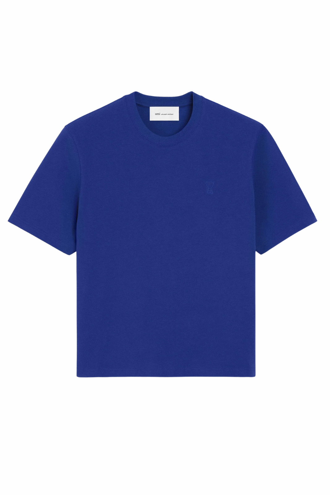 Ami Paris Blue cotton t-shirt with embossed Ami de Coeur