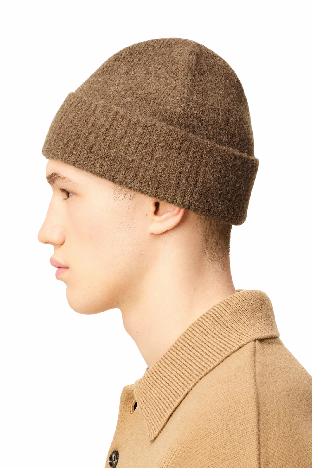 Ami Paris Brown Alpaca Striped Ami De Coeur Beanie
