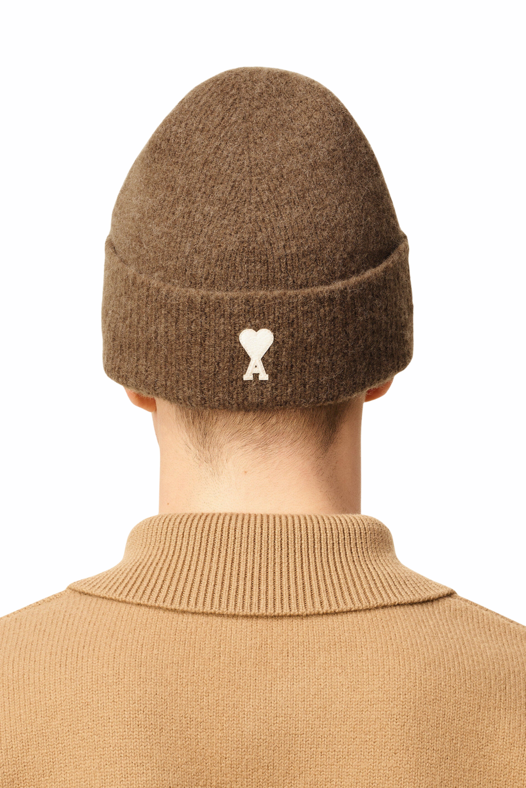 Ami Paris Brown Alpaca Striped Ami De Coeur Beanie