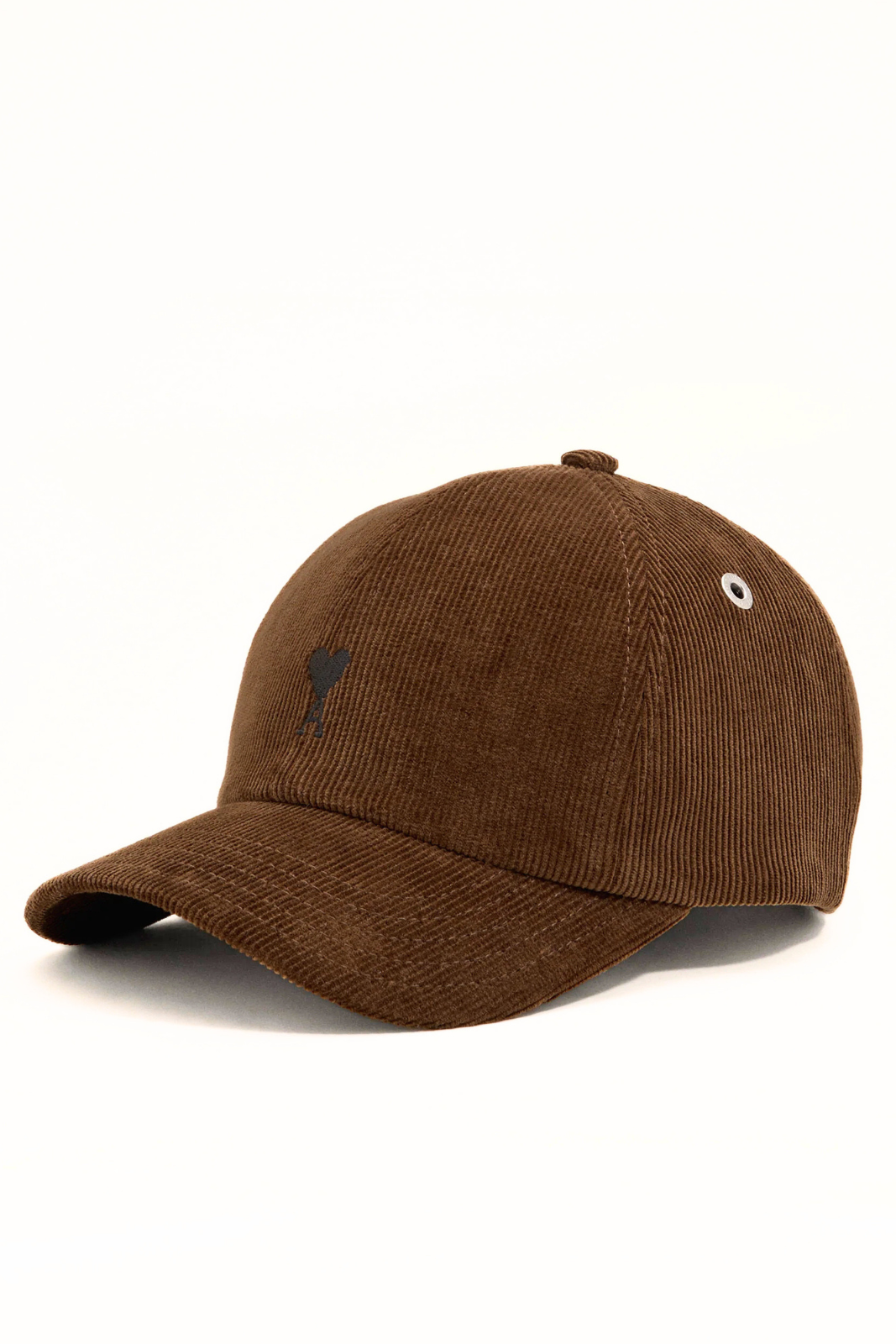 Ami Paris Brown corduroy cotton cap with Ami de Coeur