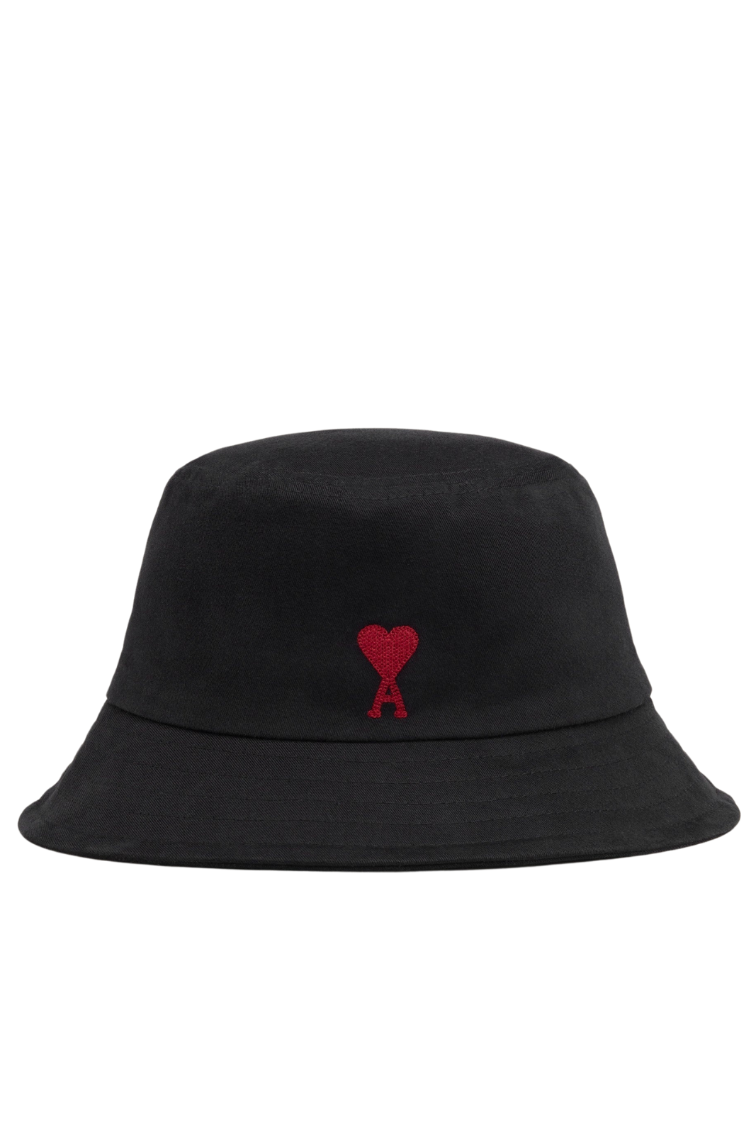 Ami Paris Black Cotton Ami de Coeur Embroidery Bucket Hat