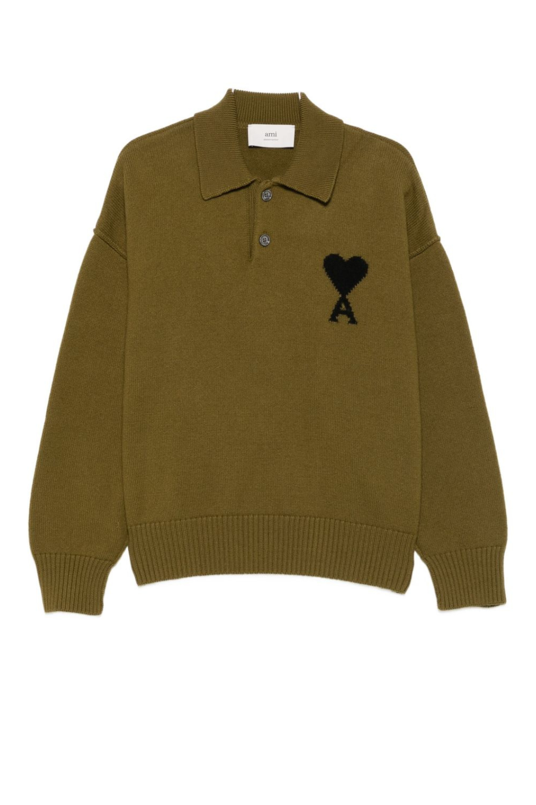 Ami Paris Green Polo collar sweater men