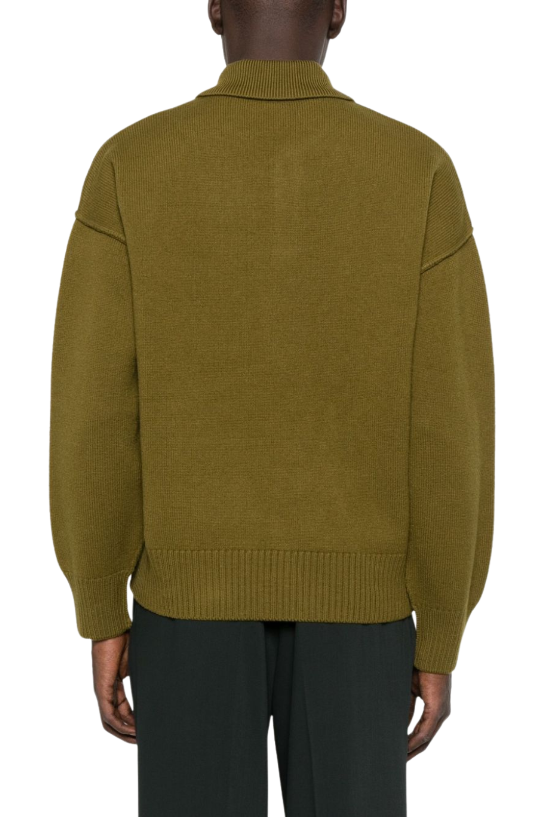 Ami Paris Green Polo collar sweater men