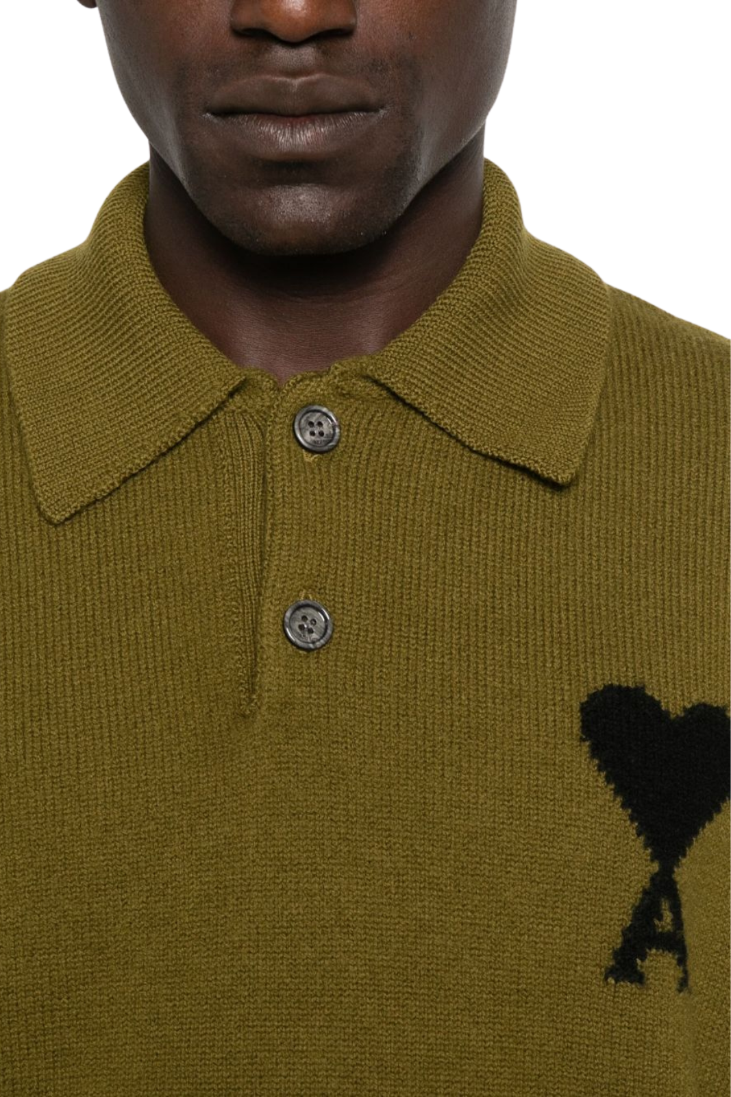 Ami Paris Green Polo collar sweater men
