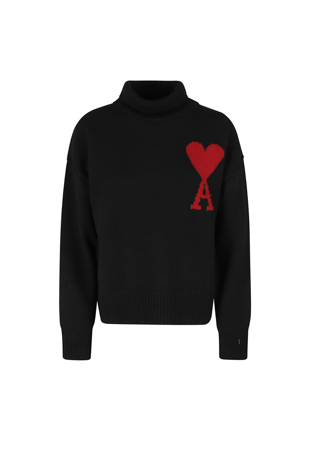 Ami Paris Roll-Neck Knitted Jumper black red for men