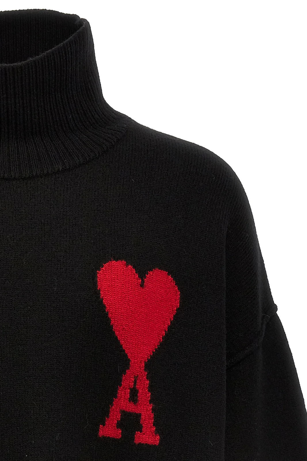 Ami Paris Roll-Neck Knitted Jumper black red for men