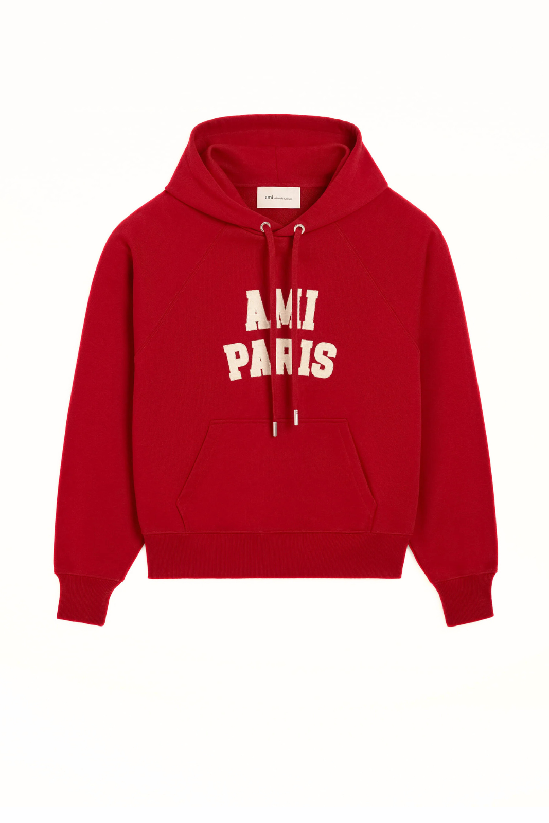 Ami Paris Red cotton hoodie with Ami Paris embroidery