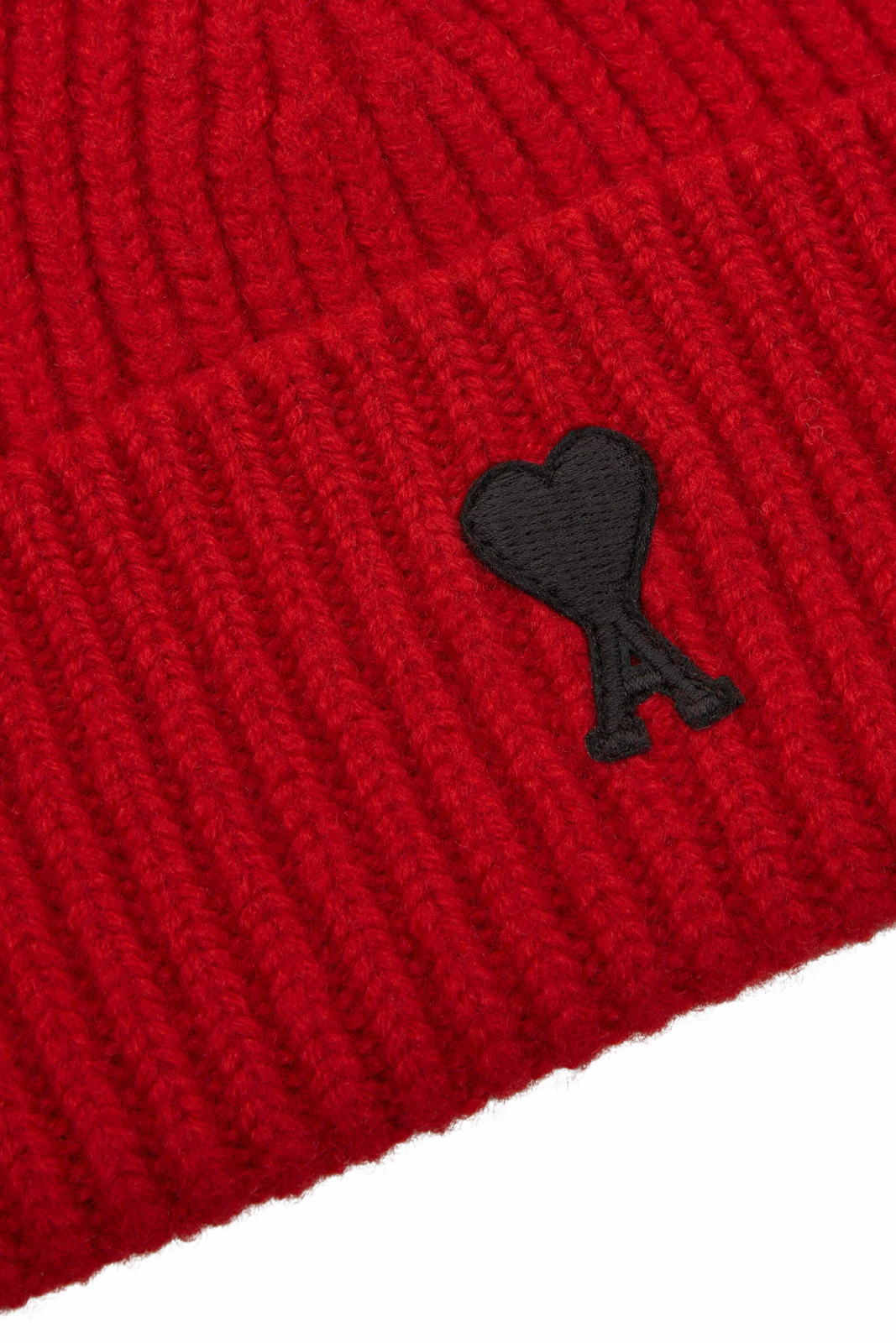 Ami Paris Men's Red wool beanie with Ami de Coeur
