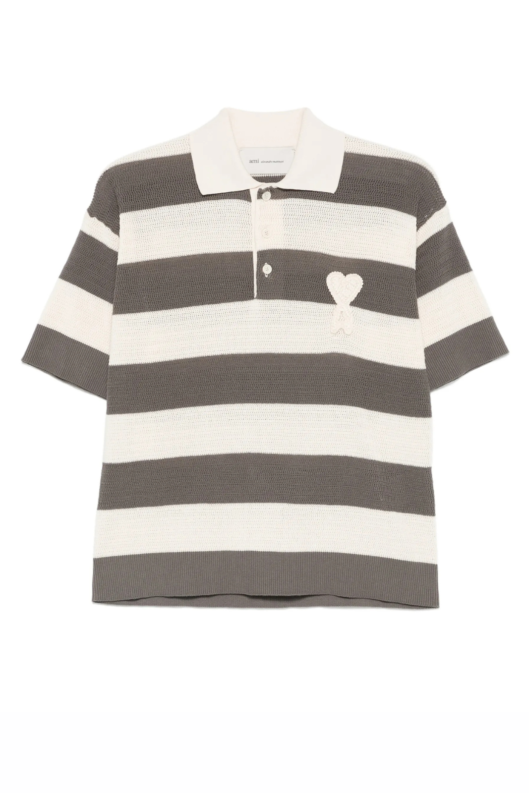 Ami Paris striped heart polo shirt White Grey