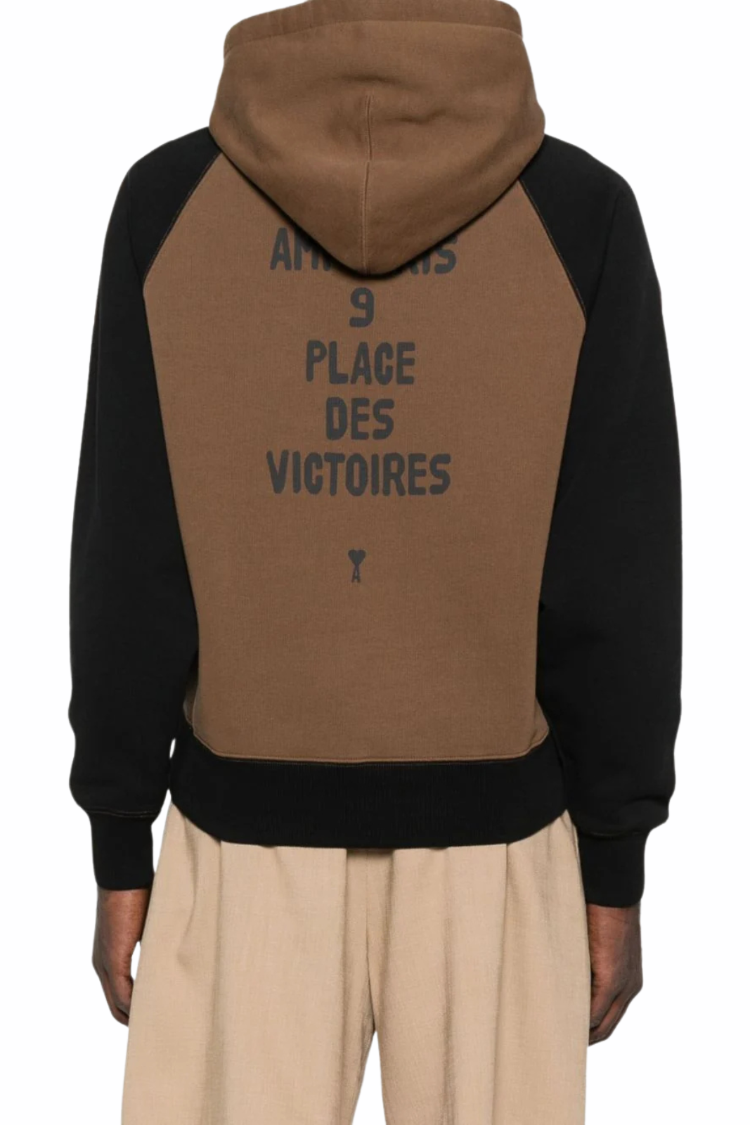 Ami Paris Cotton Colorblock Hoodie Brown