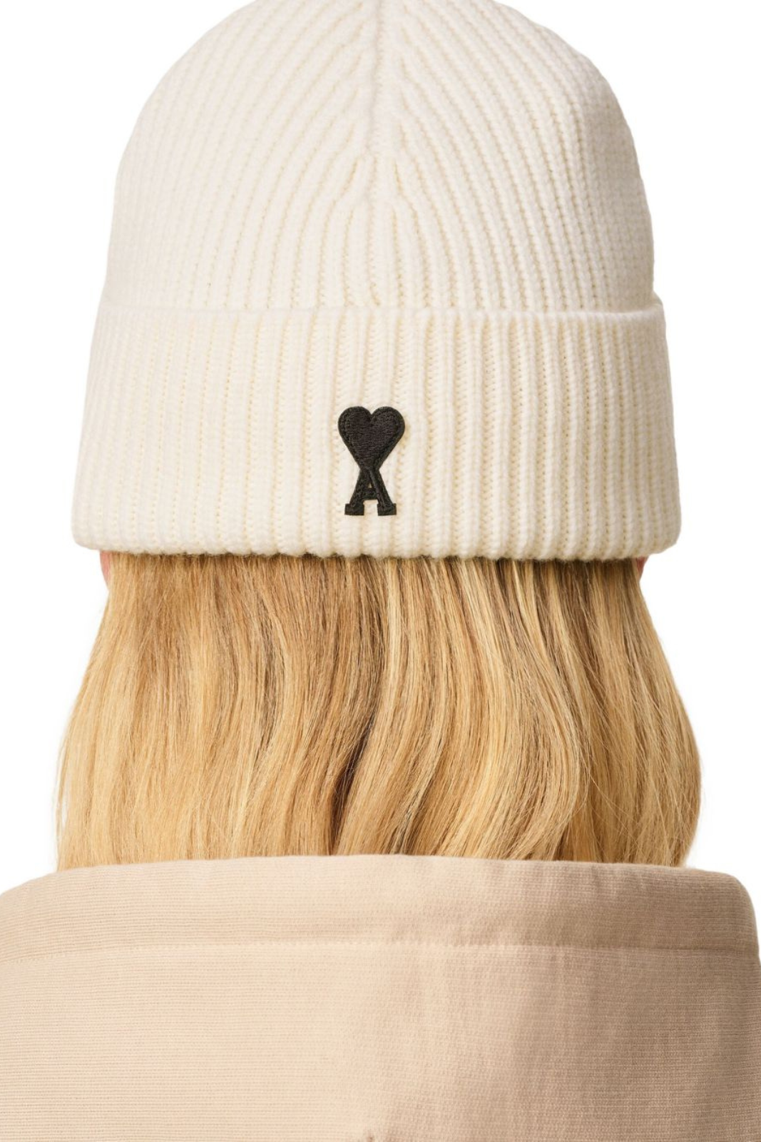 Ami Paris White Ami De Coeur beanie Hat