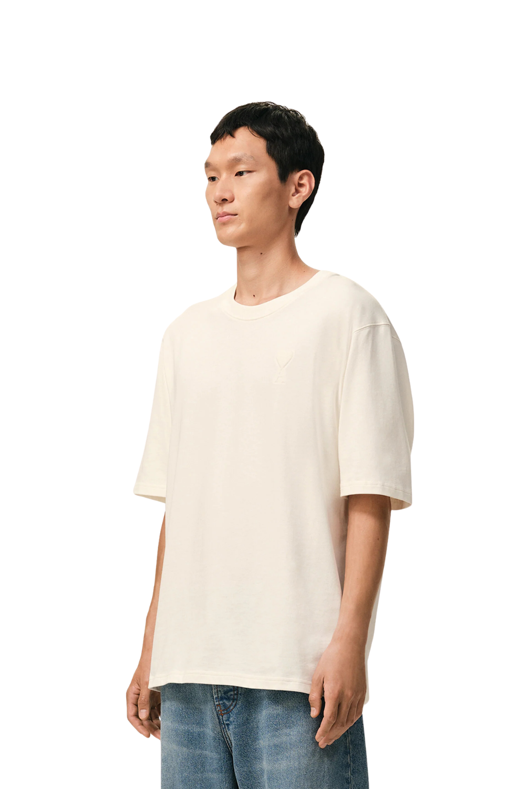 Ami Paris White Cotton Ami De Coeur Embossed T-shirt