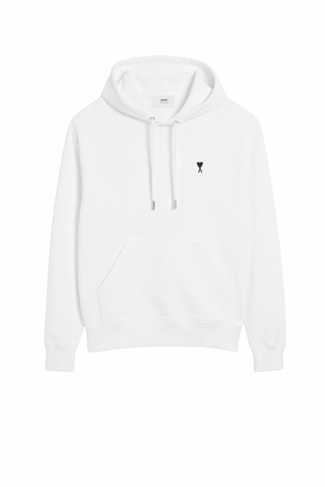 Ami Paris Ami de Coeur White hoodie in loopback cotton fleece