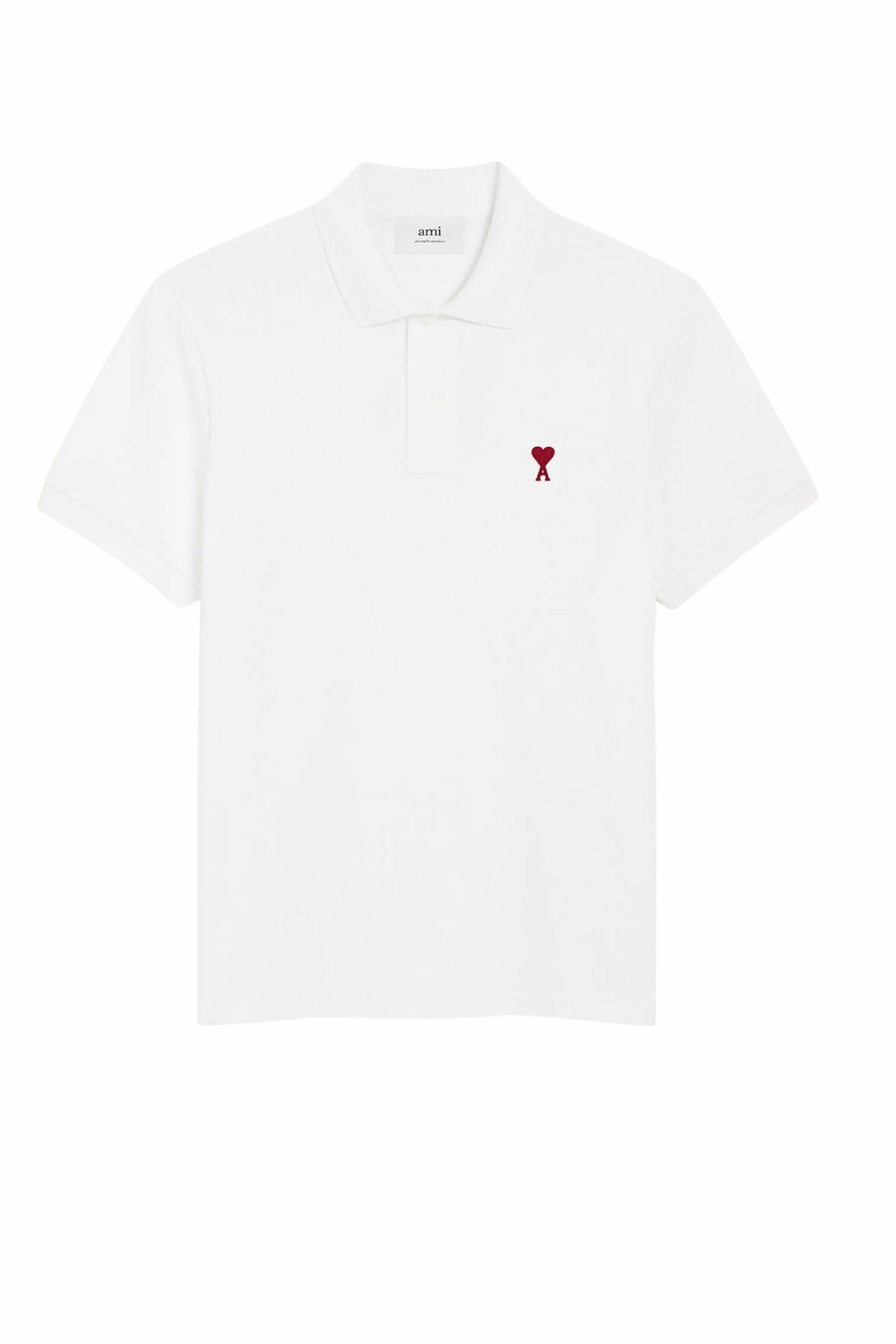Ami Paris Ami de Coeur white polo shirt in organic cotton pique