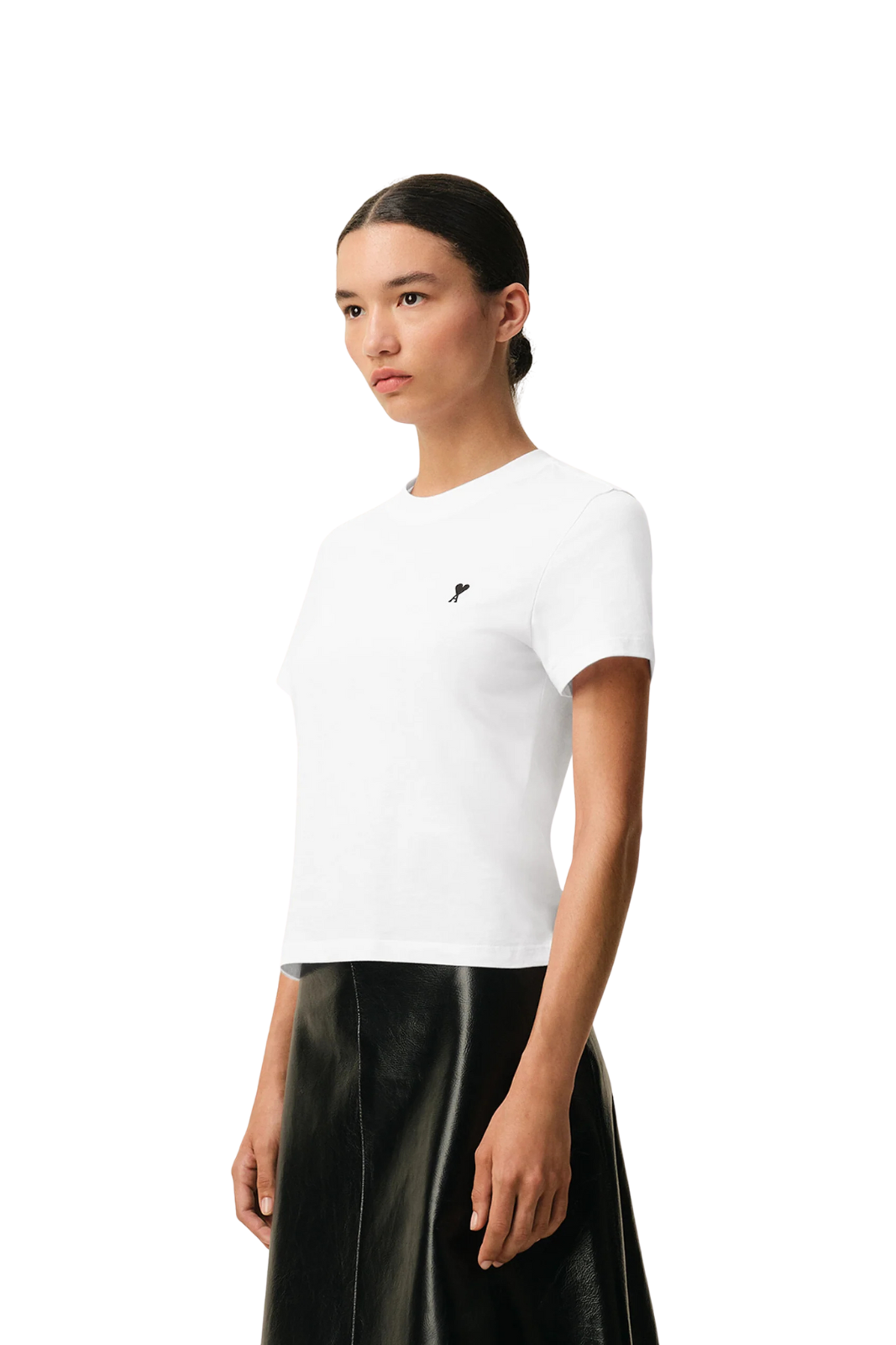 Ami Paris Women's White Cotton Ami De Coeur Cropped T-shirt