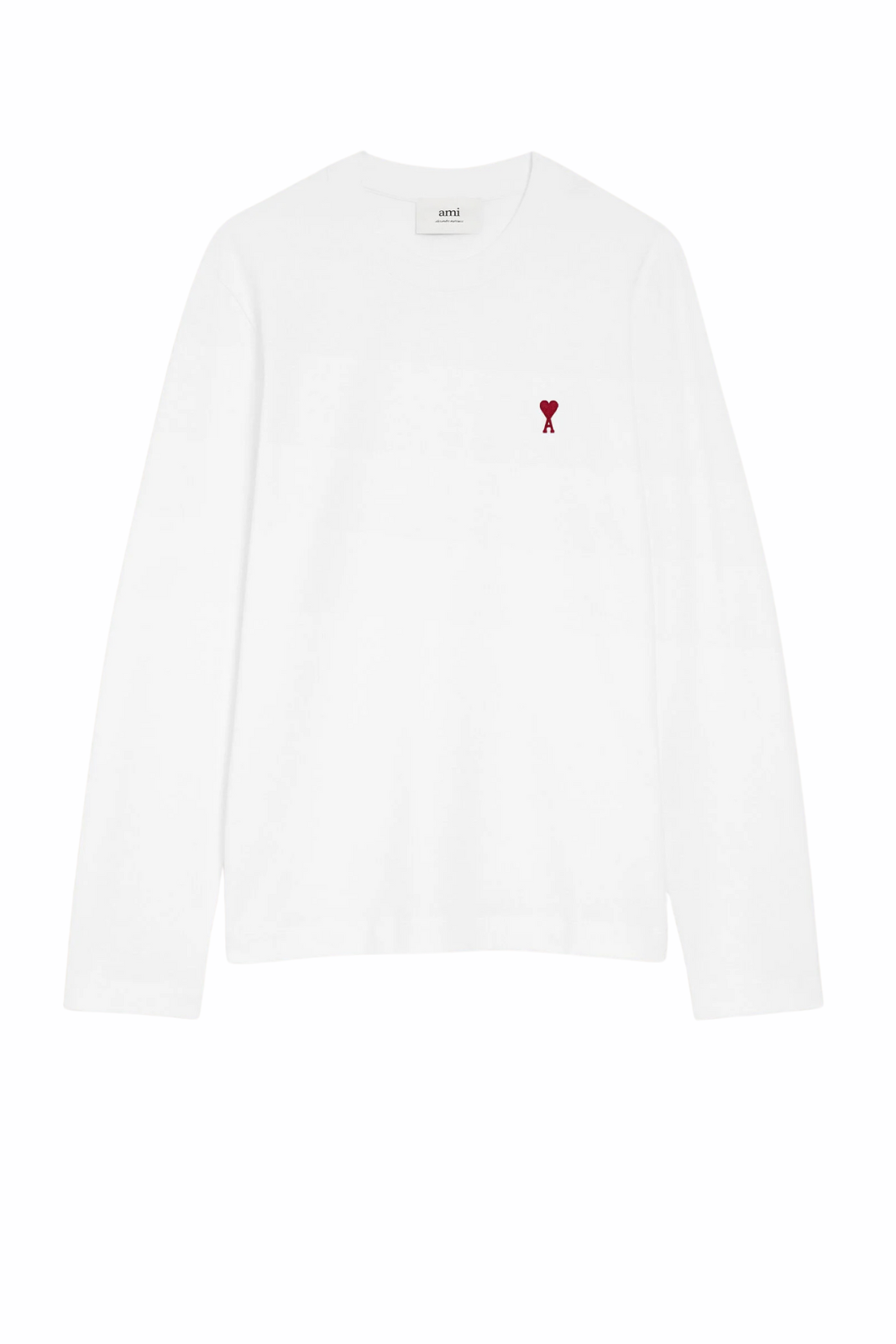Ami Paris Permanent White Cotton Ami de Coeur Long Sleeves T-Shirt