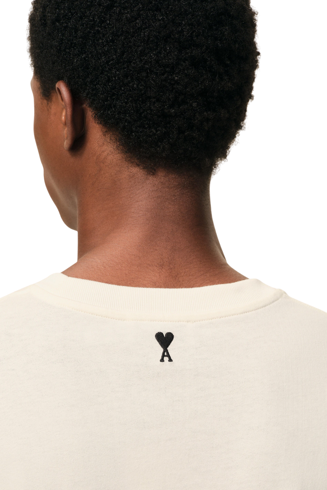 Ami Paris White Cotton Signature Print T-shirt