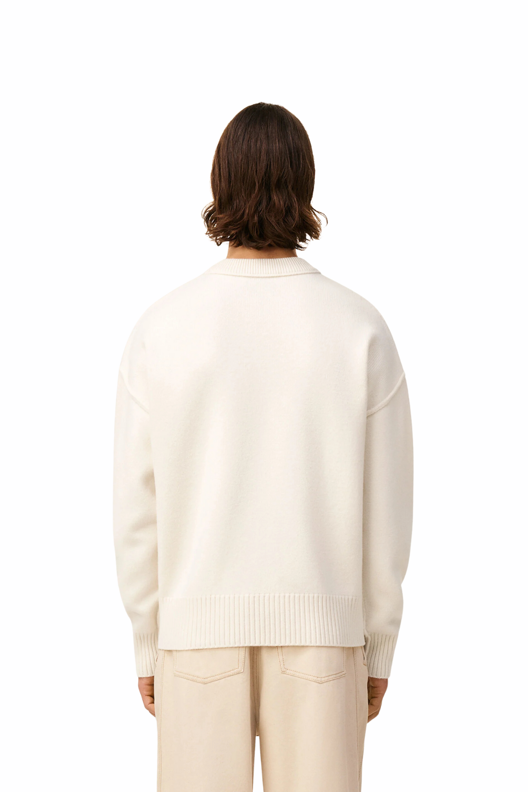 Ami Paris Permanent White Wool Ami De Coeur Crewneck Sweater