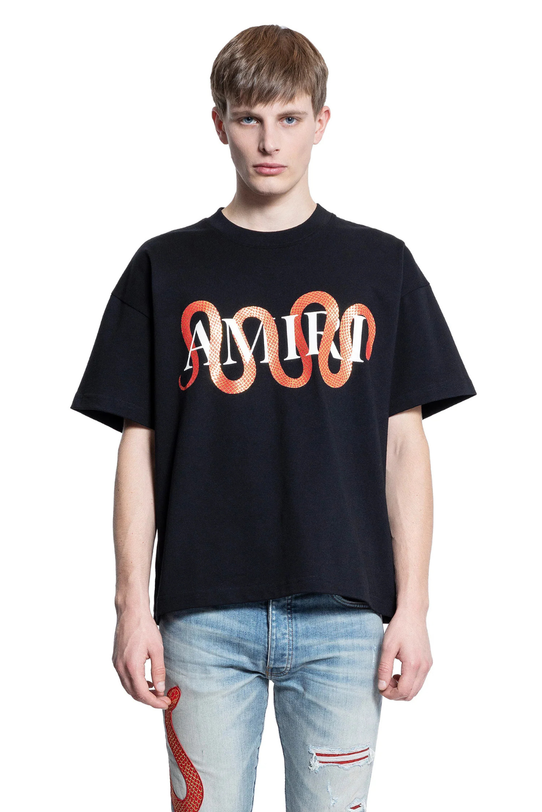 Amiri snake tee Cotton T-Shirt Black for men