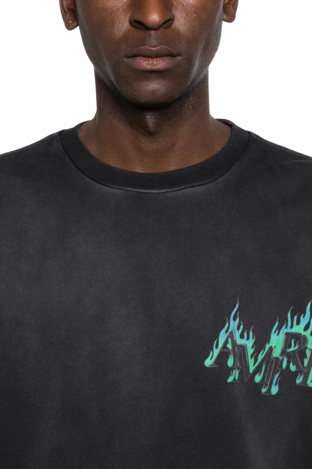 Amiri Cotton Crystal Flames Oversized Tee black t-shirt