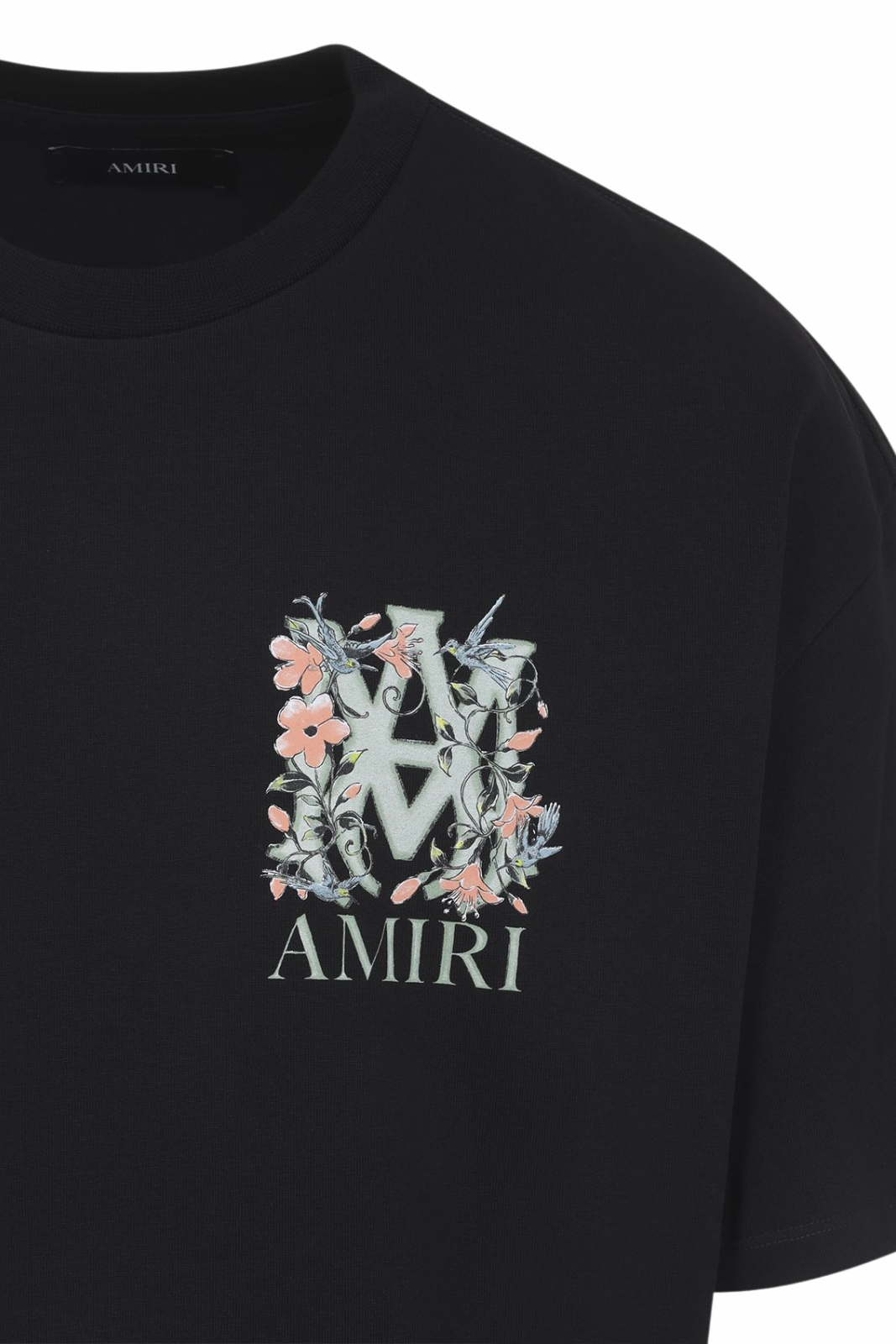 Amiri Black cotton oversize men t-shirt Ma Floral Os Tee