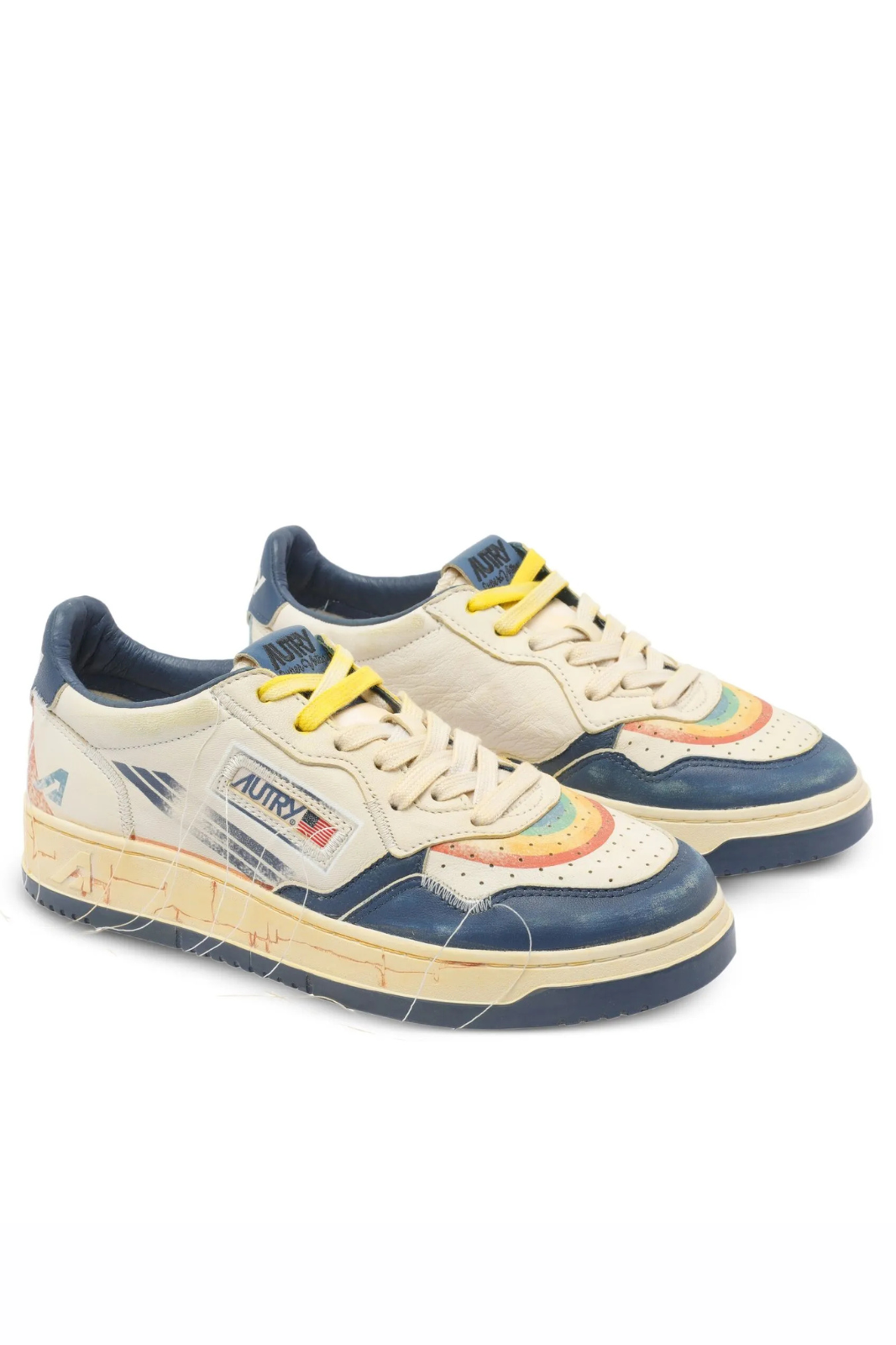 Autry rainbow-detail low-top sneakers bej si albastru