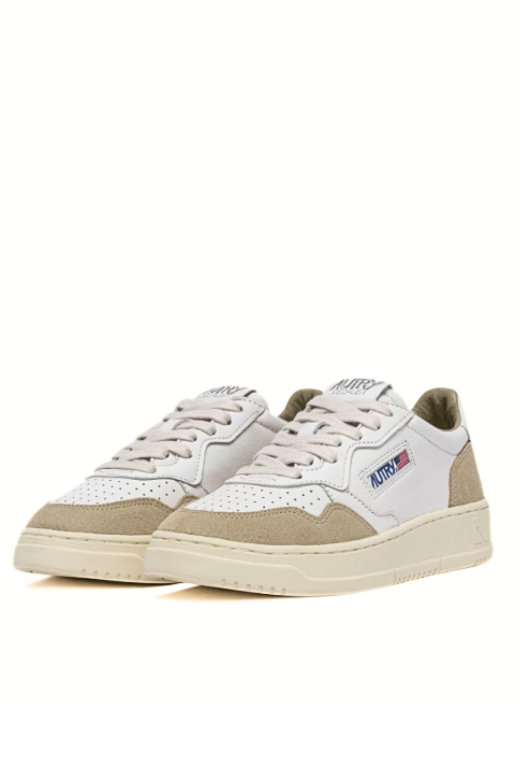 Autry Medalist Low Sneakers in White Leather and Sponge Suede