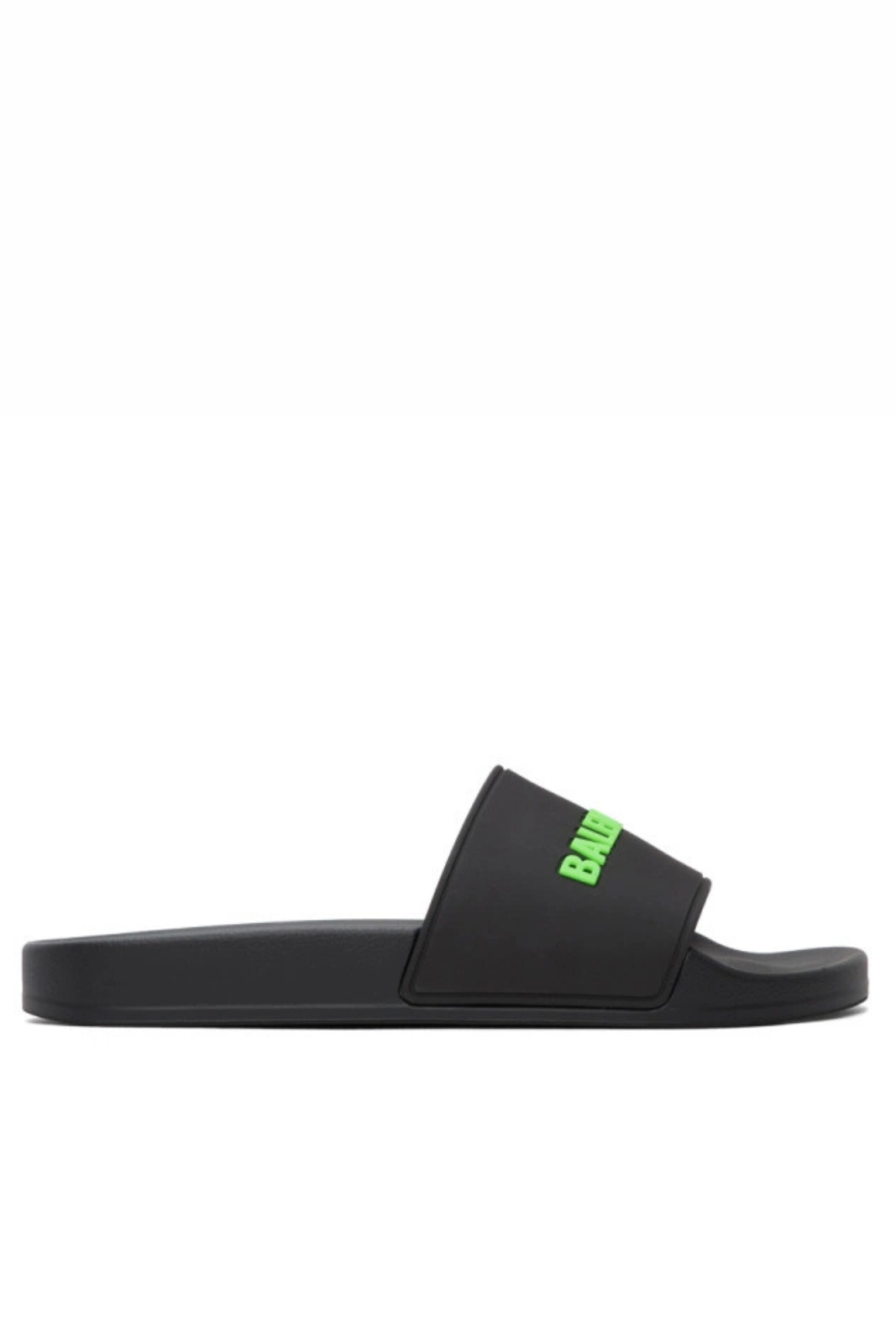 Balenciaga Black and Green Logo Pool Slides