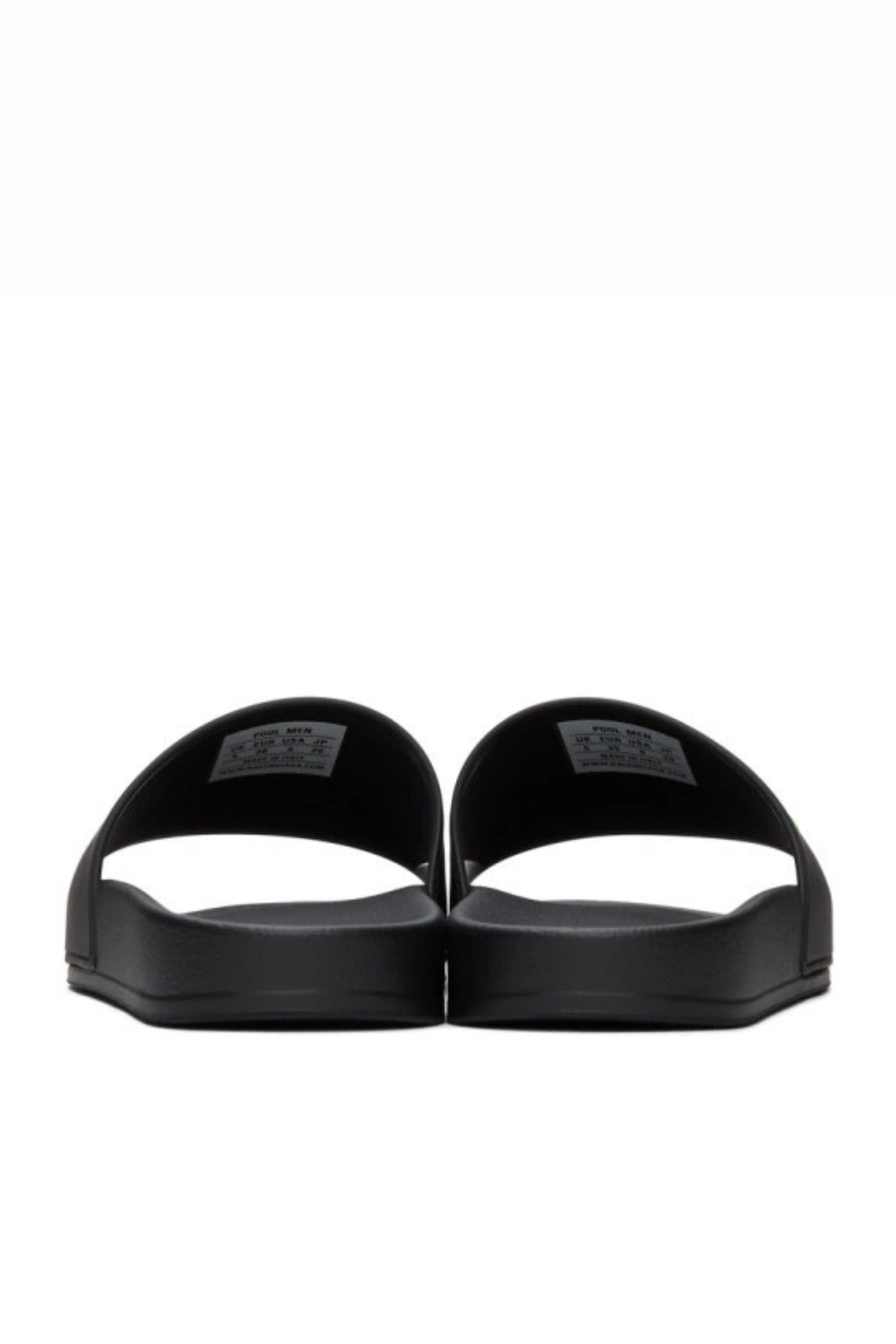 Balenciaga Black and Green Logo Pool Slides