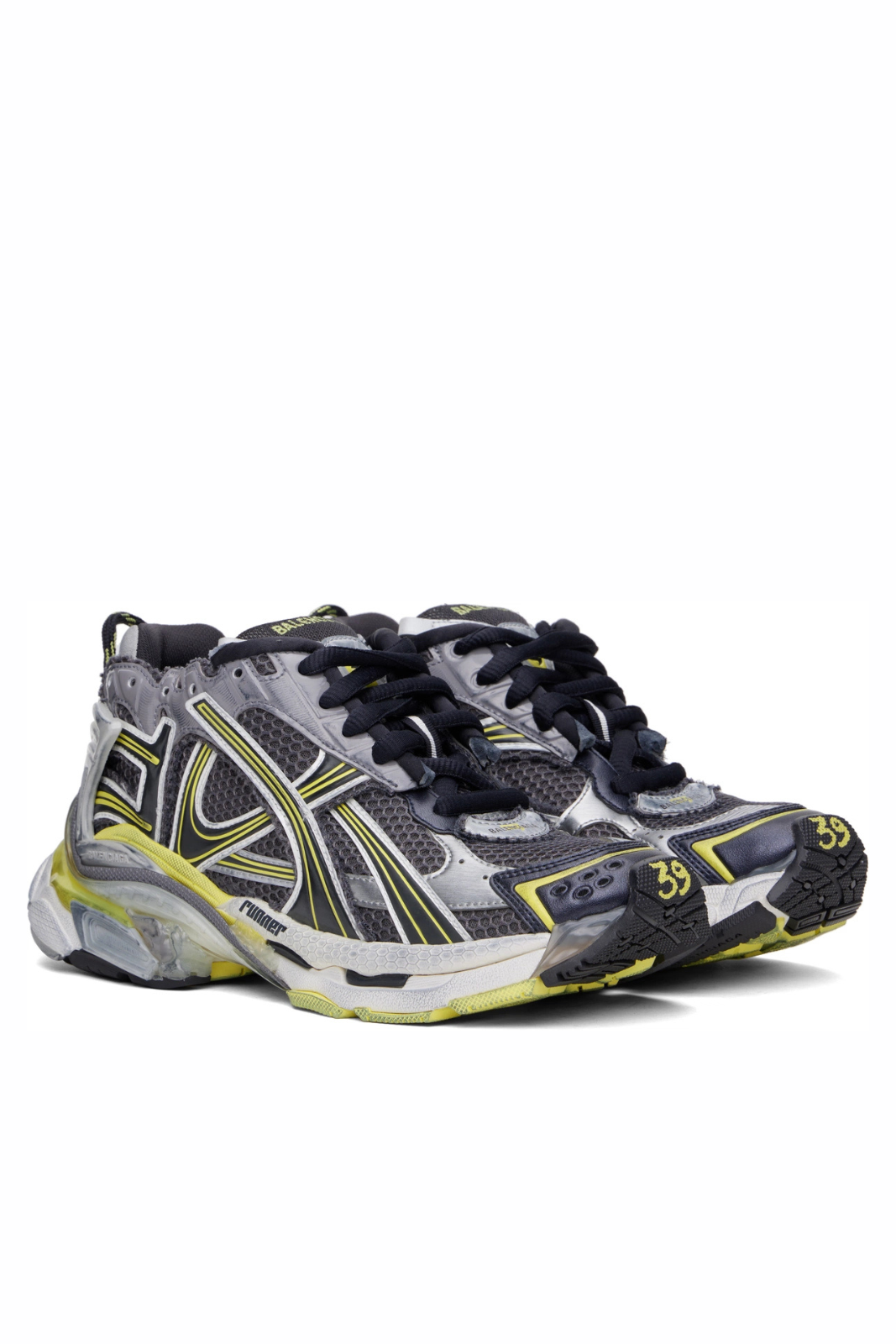 Balenciaga Gray & Yellow Runner Sneakers