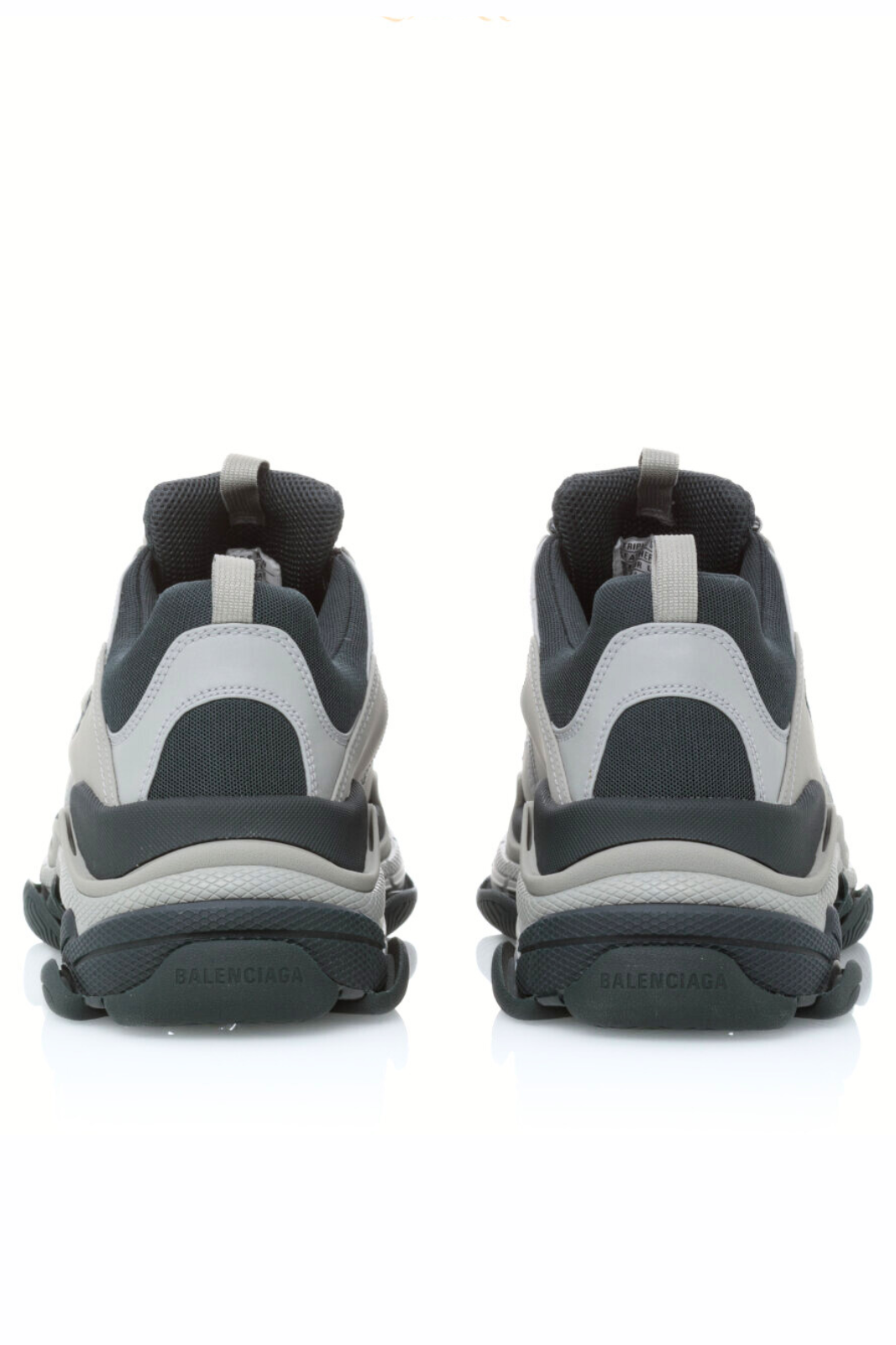 Balenciaga Grey Black Faux Leather and Mesh Triple S Sneakers