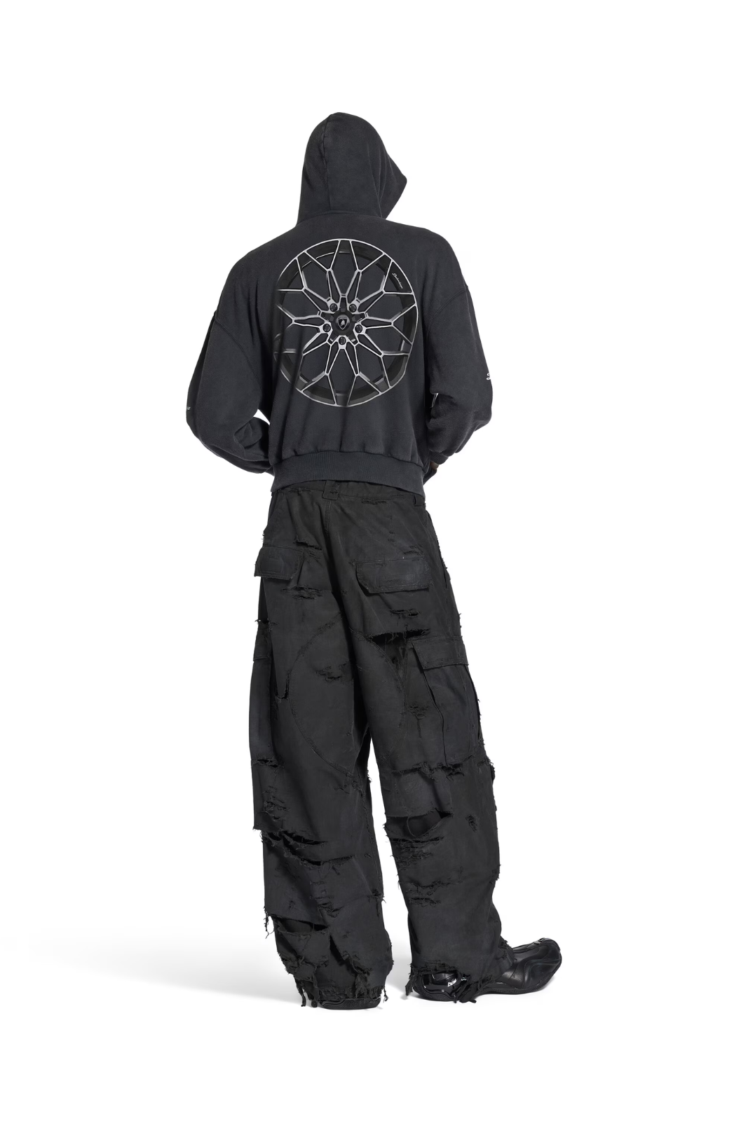 Balenciaga I Automobili Lamborghini Zip-Up Hoodie Small Fit in faded black dry fleece