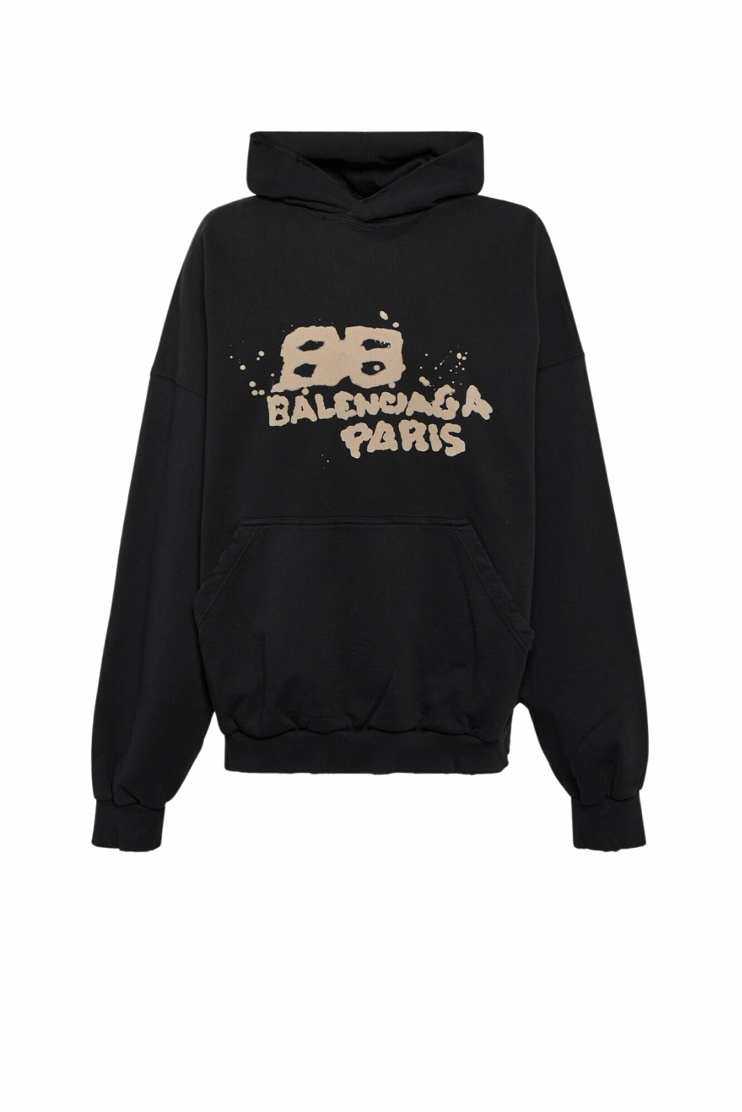 Balenciaga Logo cotton jersey hoodie Black