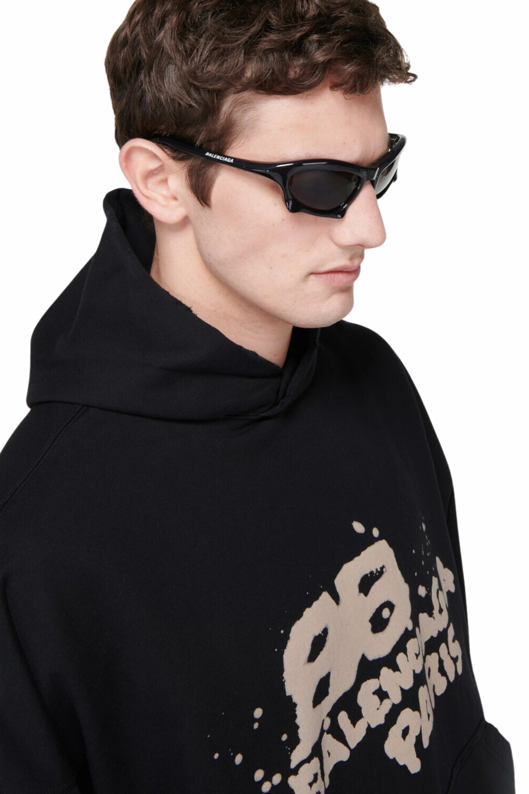 Balenciaga Logo cotton jersey hoodie Black