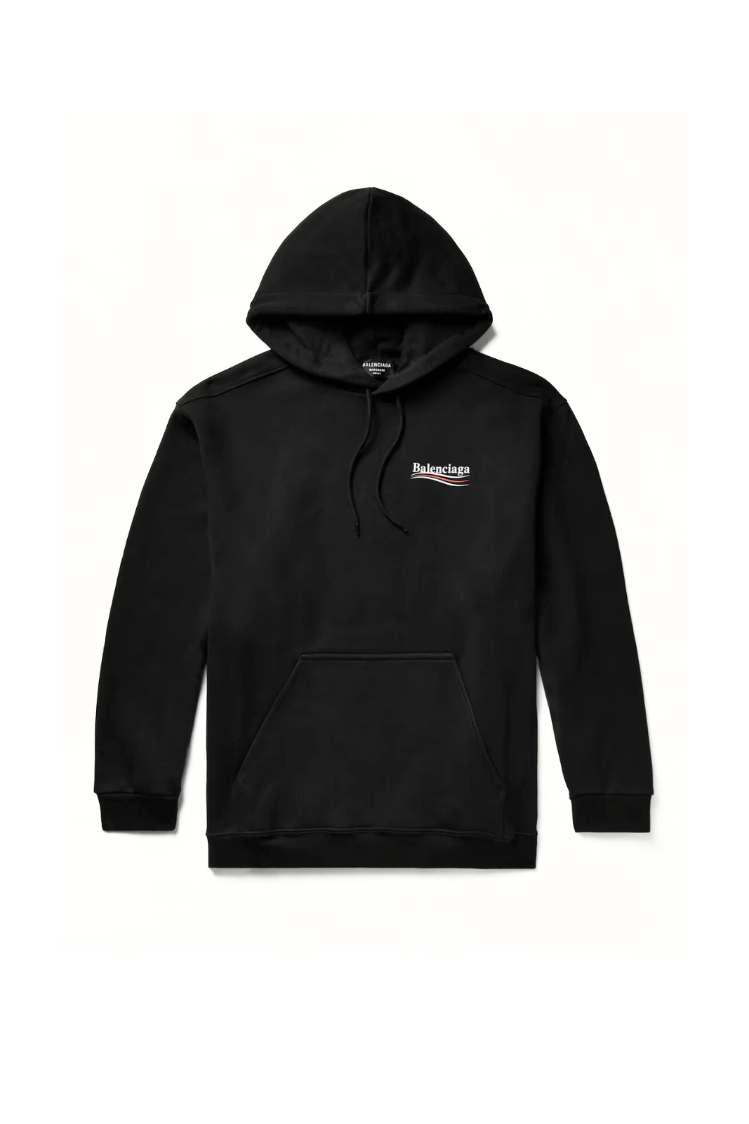 Balenciaga Oversized Logo Print Cotton Jersey Hoodie black