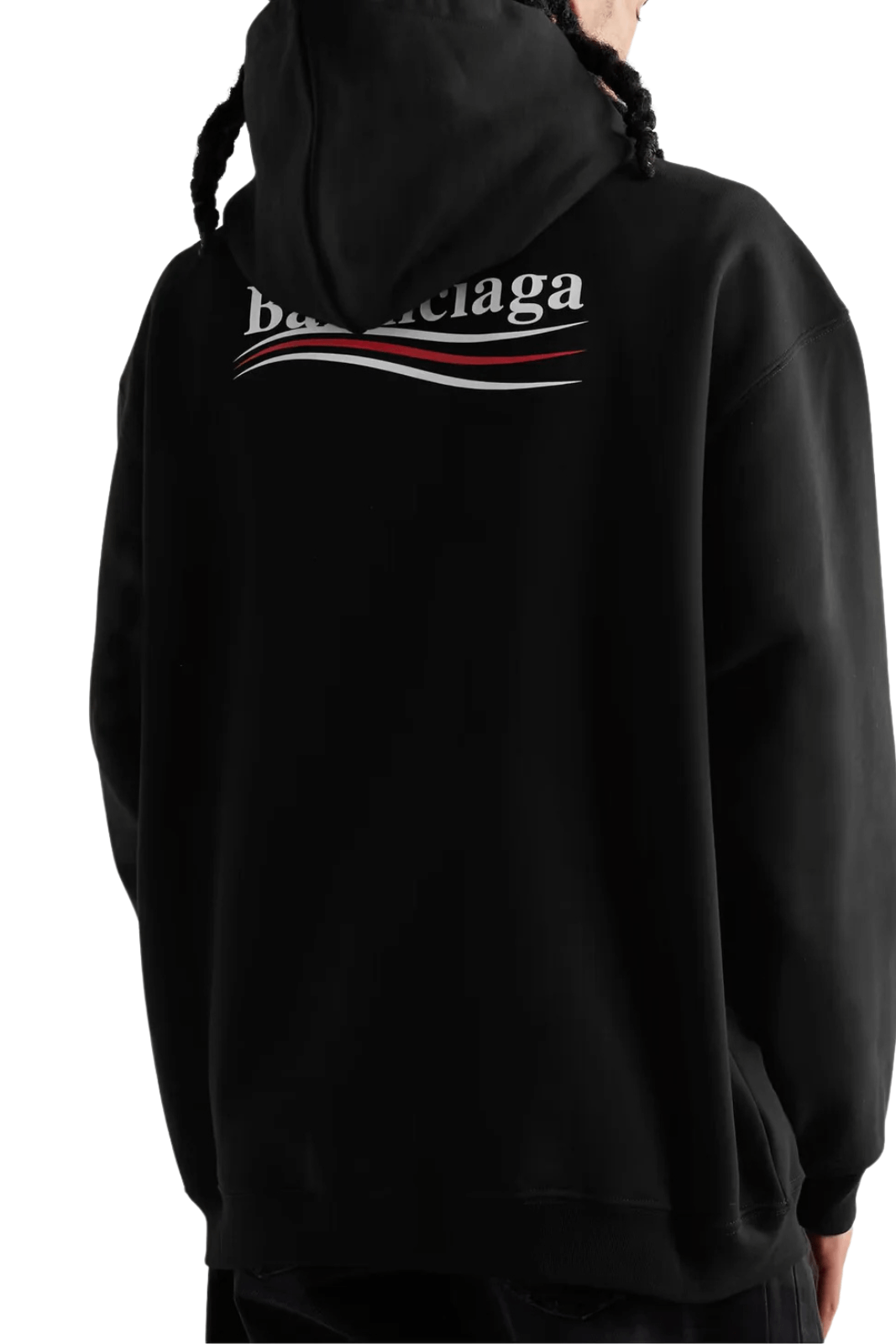 Balenciaga Logo Print Cotton Jersey Hoodie black