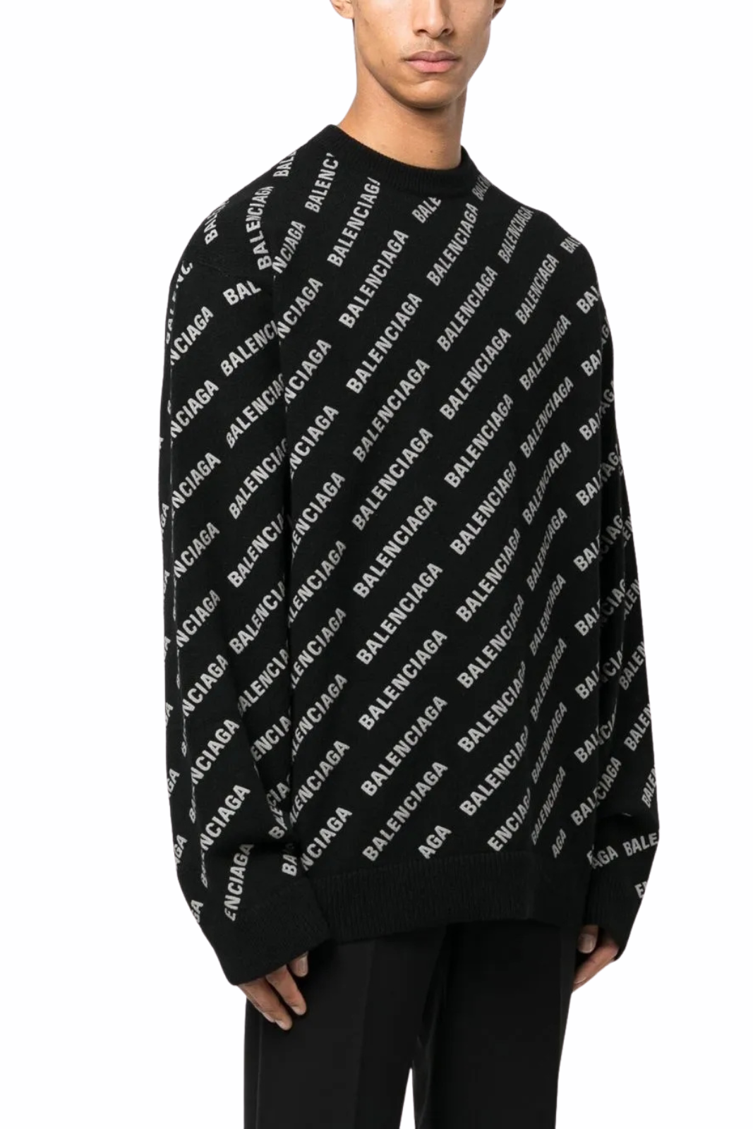 Balenciaga Men's Allover-Logo Wool Sweater
