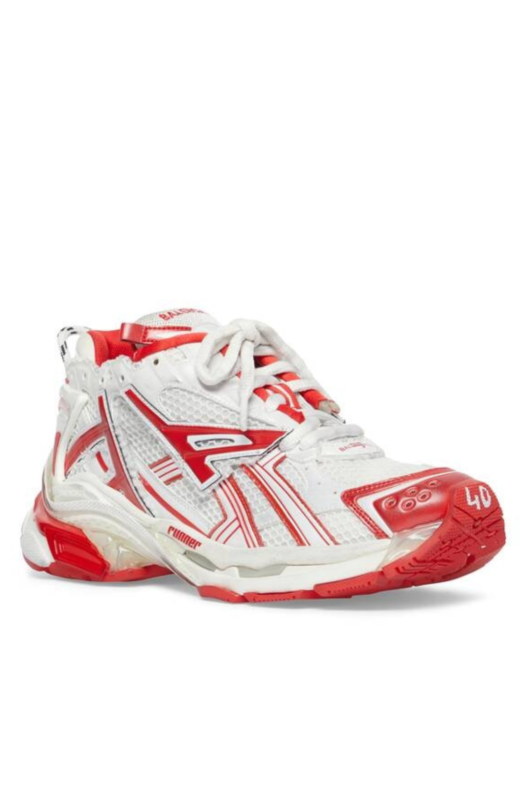 Balenciaga Men's Runner Sneaker in White Red
