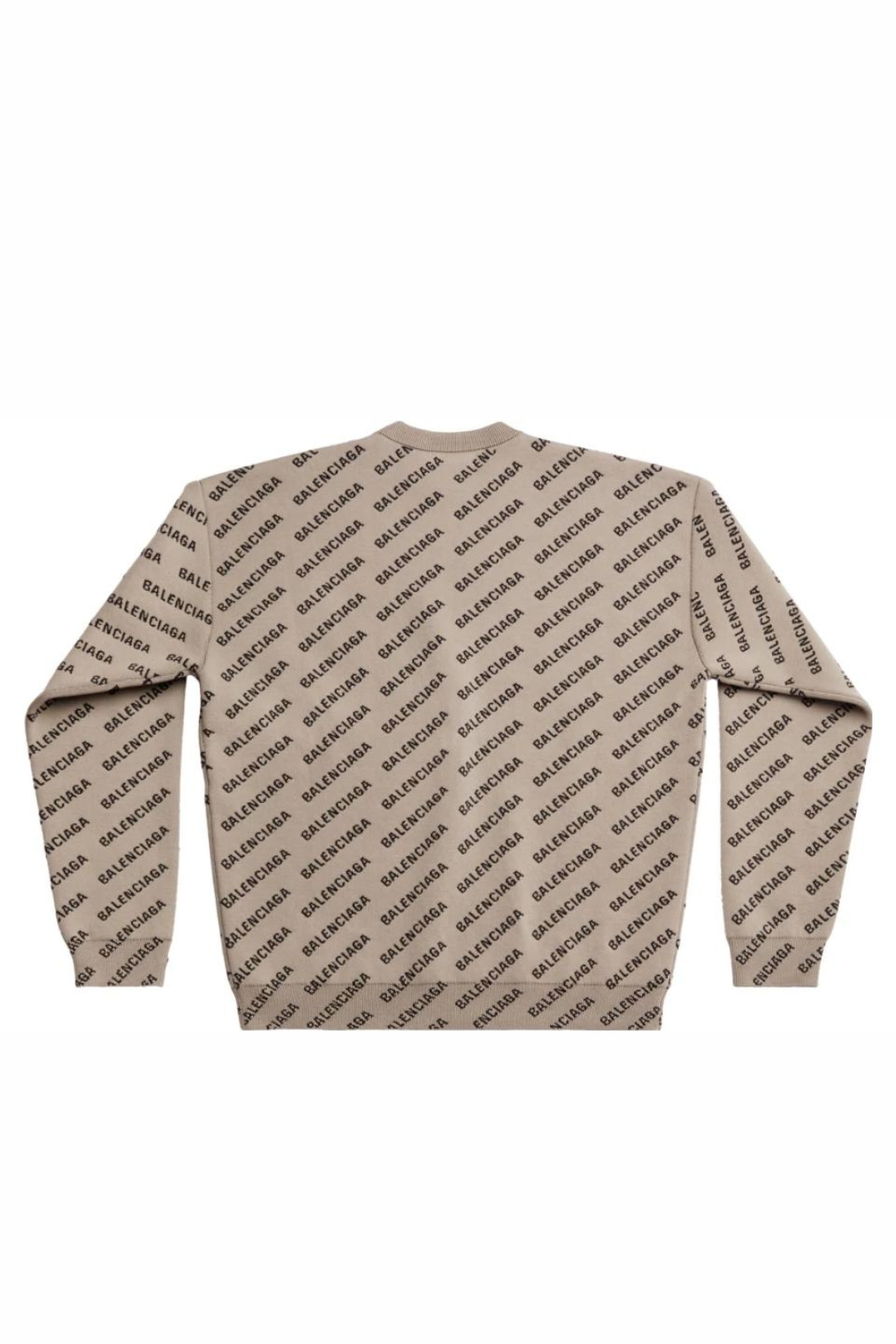 Balenciaga Mini Allover Logo Sweater Beige