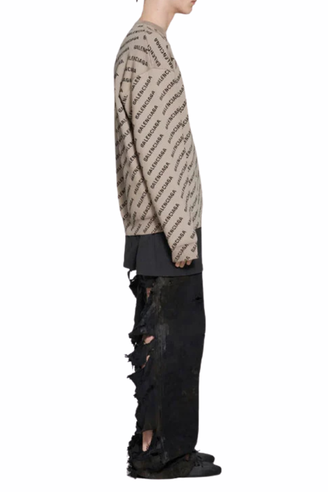 Balenciaga Mini Allover Logo Sweater Beige