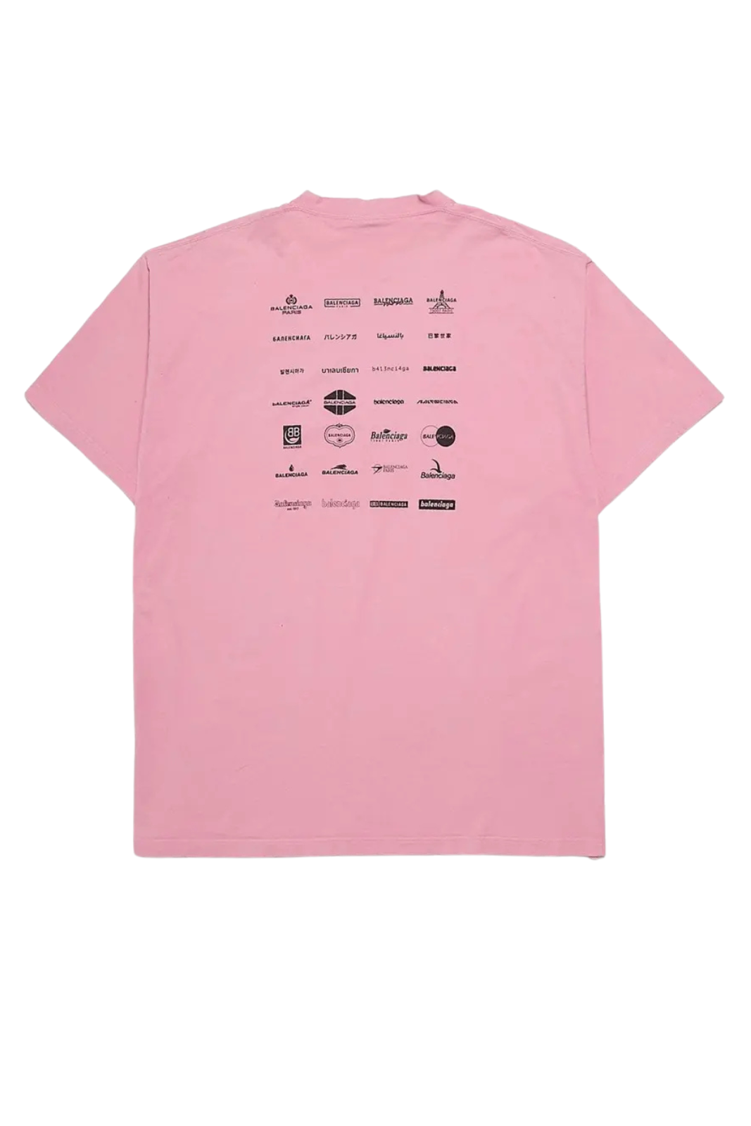 Balenciaga Pink Multi Logo Printed Cottont T Shirt