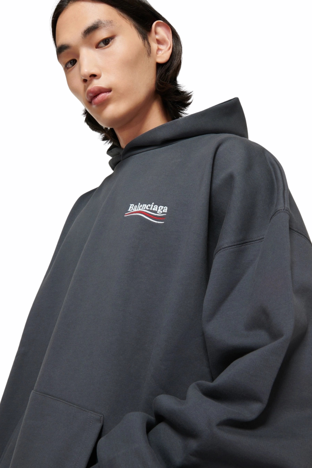 Balenciaga Political Campaign Hooded Sweatshirt Dark Grey