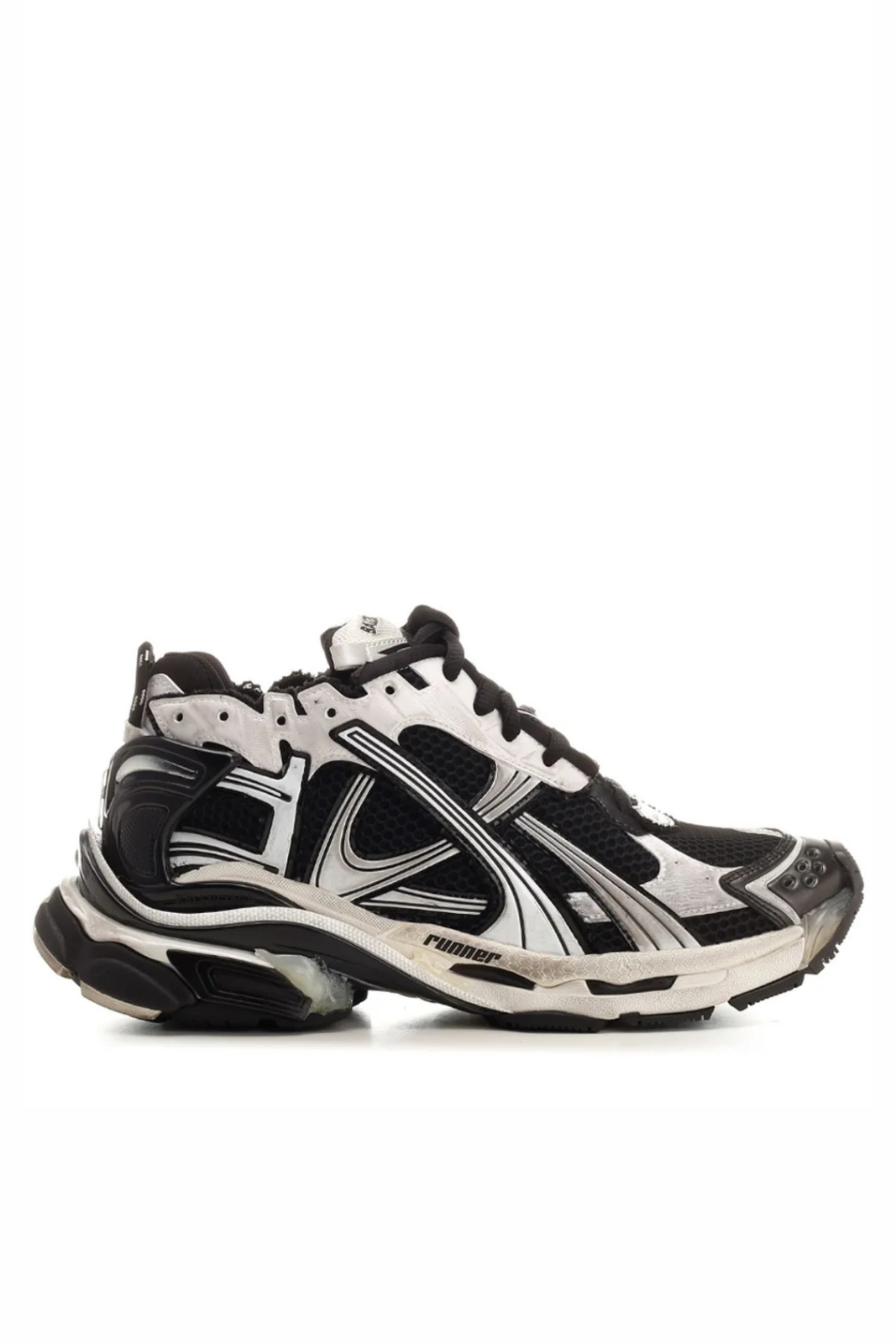 Balenciaga Runner Lace-Up Sneakers Black White