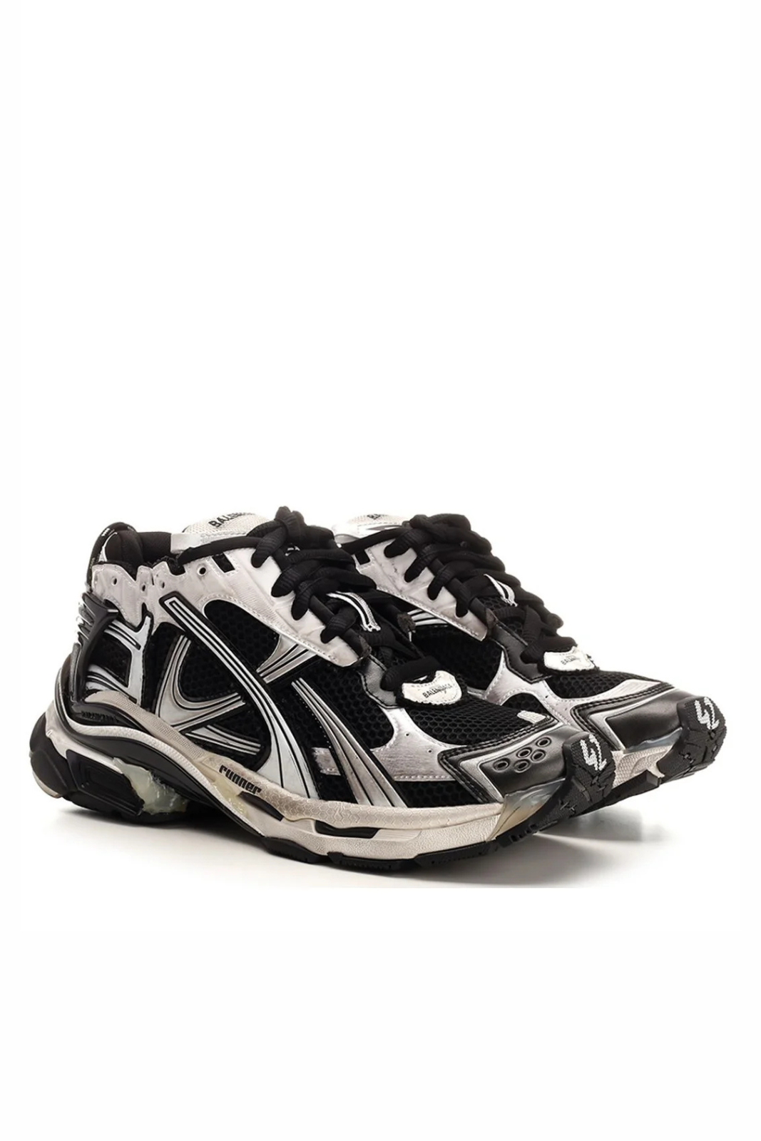 Balenciaga Runner Lace-Up Sneakers Black White
