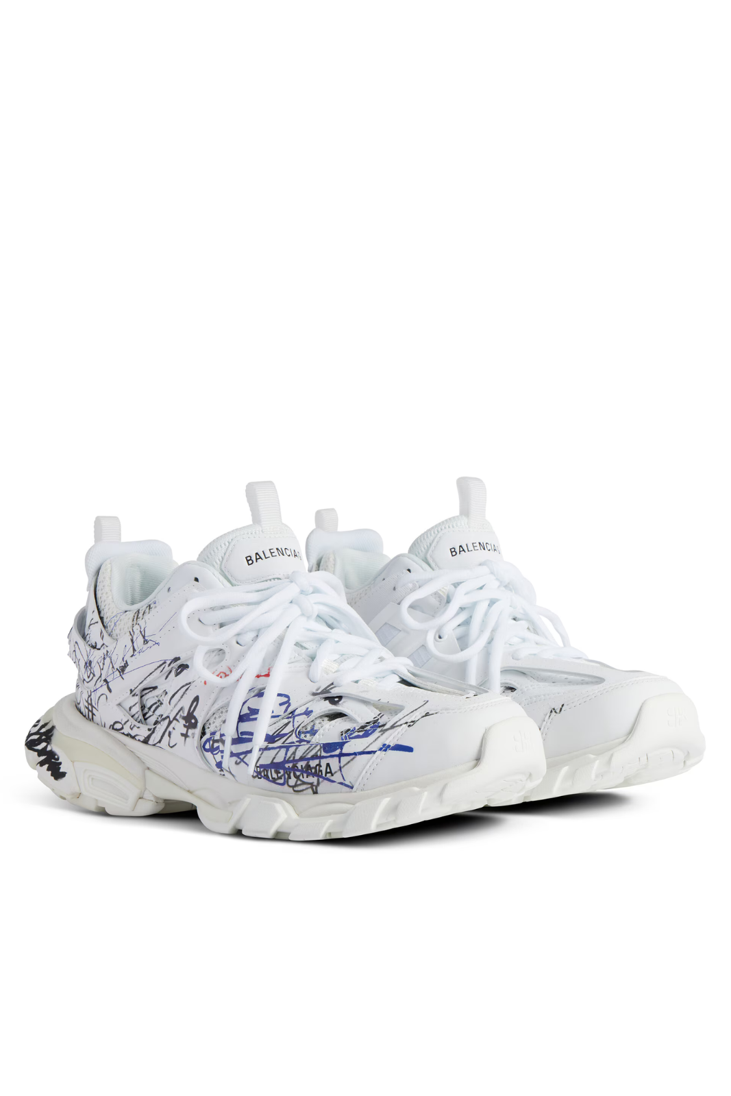 Balenciaga Track Autographe Trainers in white, black, blue and red