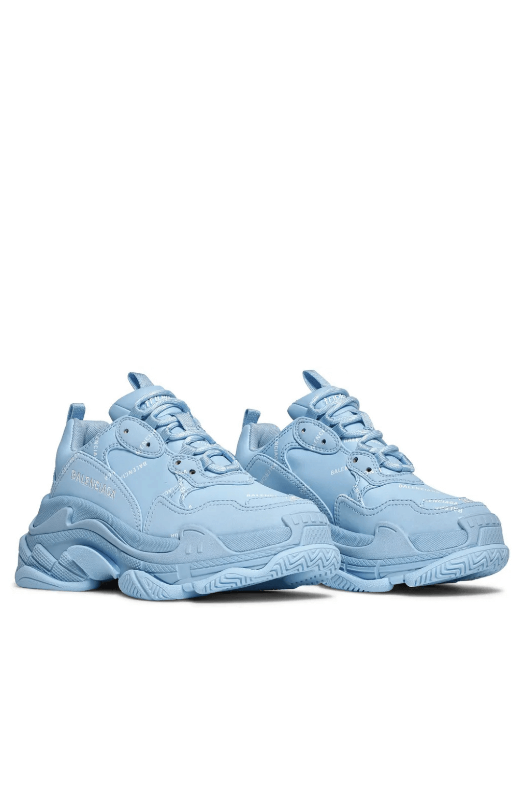 Balenciaga Wmns Triple S Sneaker Allover Logo - Light Blue