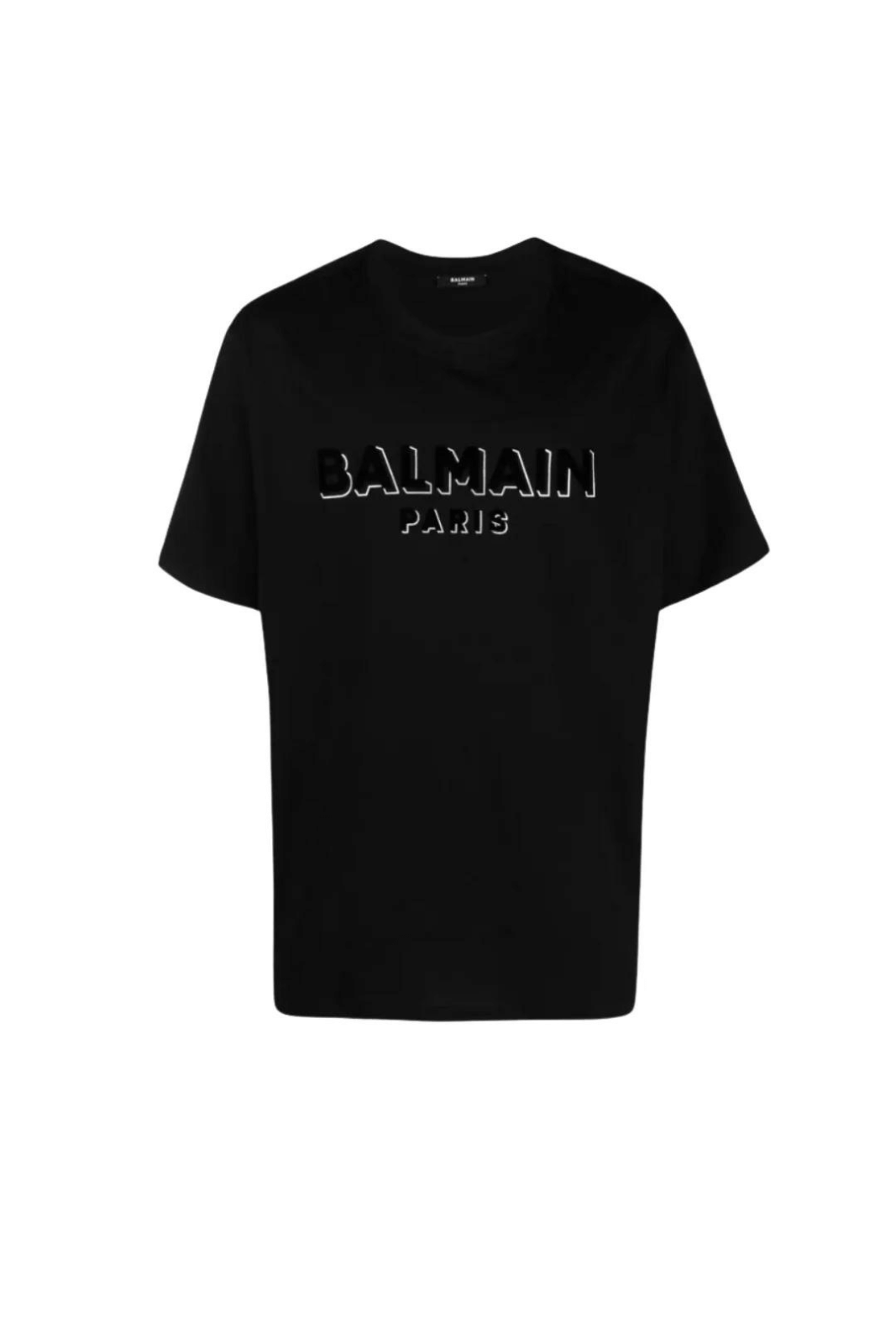 Balmain flocked-logo cotton T-shirt Black