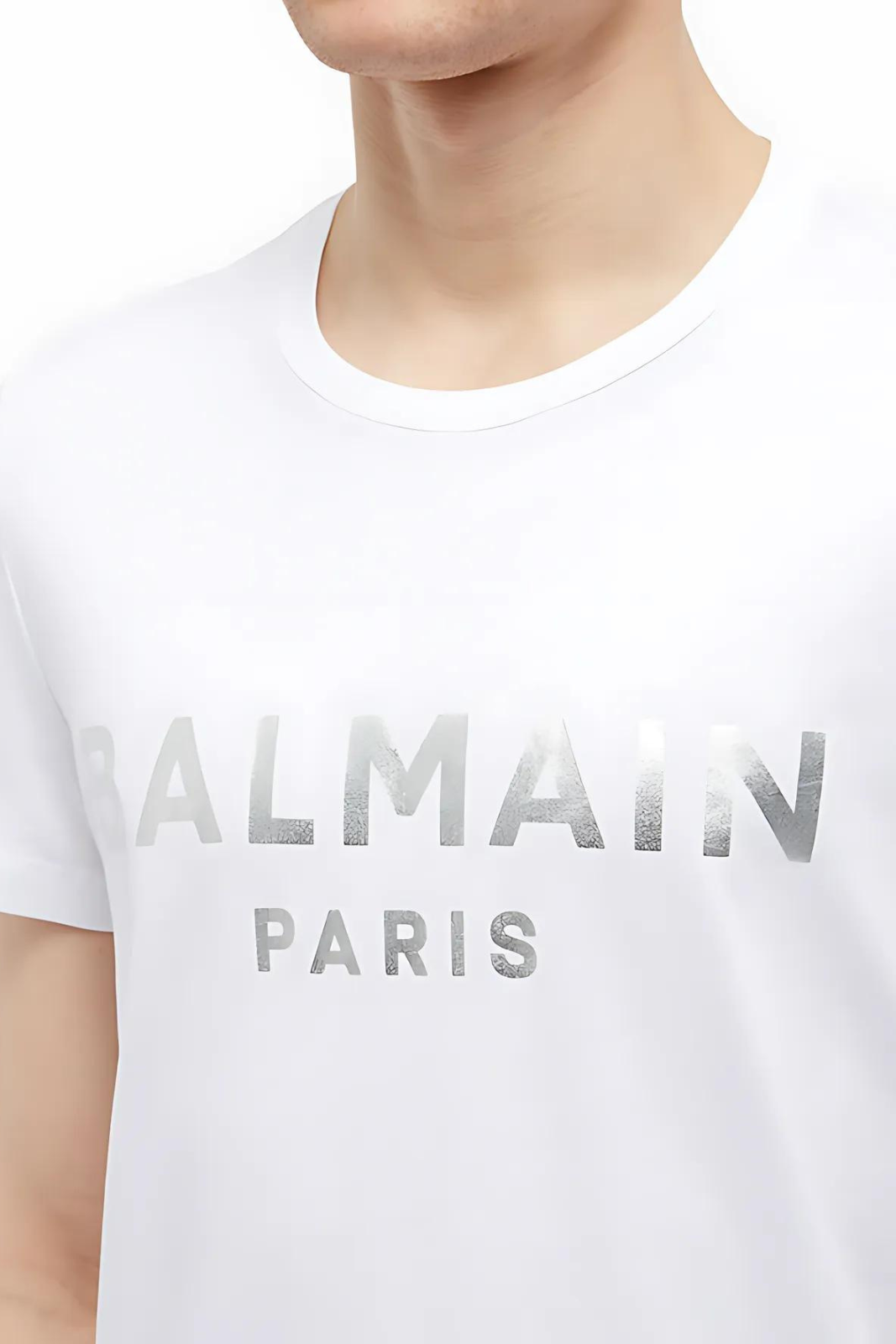 Balmain logo-print detail T-shirt White/Silver